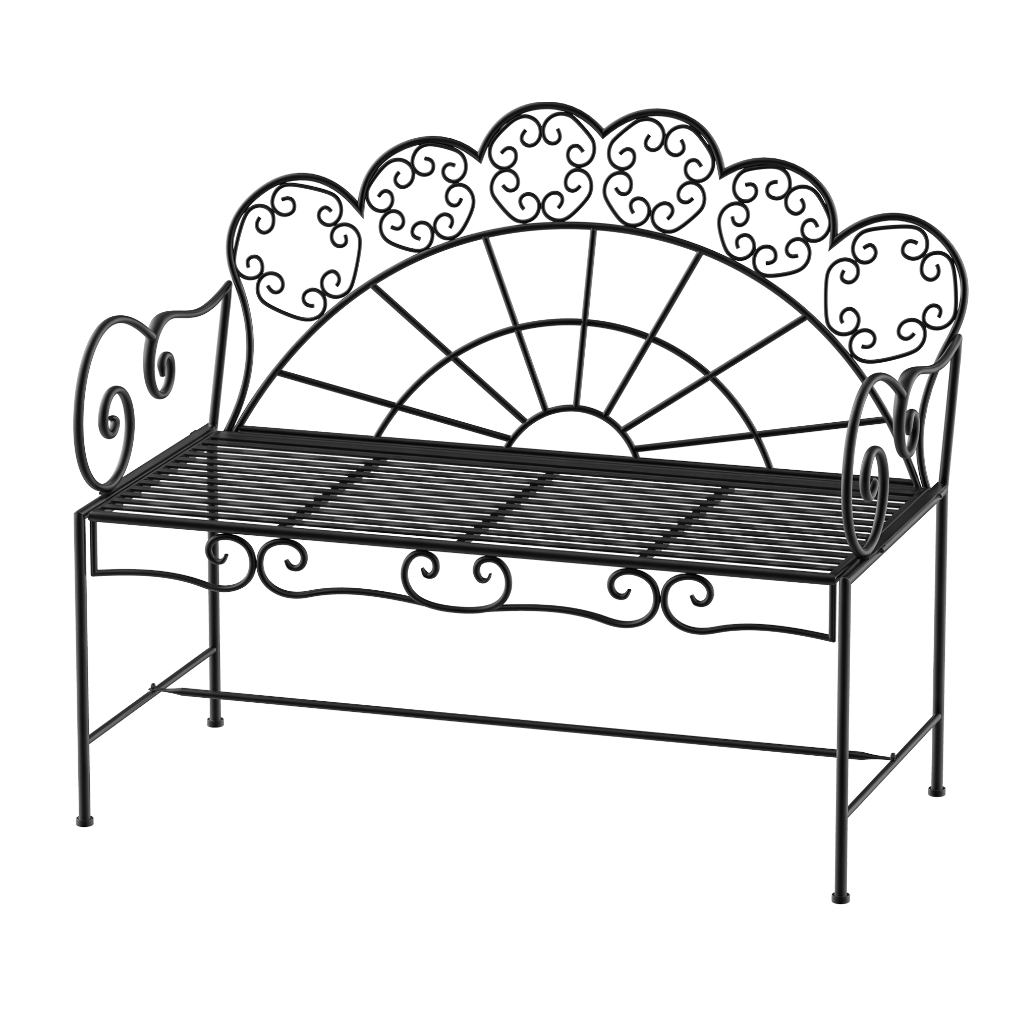 Zweisitzer-gartenbank, Robust Und Rostfrei, Ideal Für Terrasse, Garten Und Außenbereich. Maße: 107 Cm X 55,5 Cm X 92 Cm. Farbe: Schwarz.