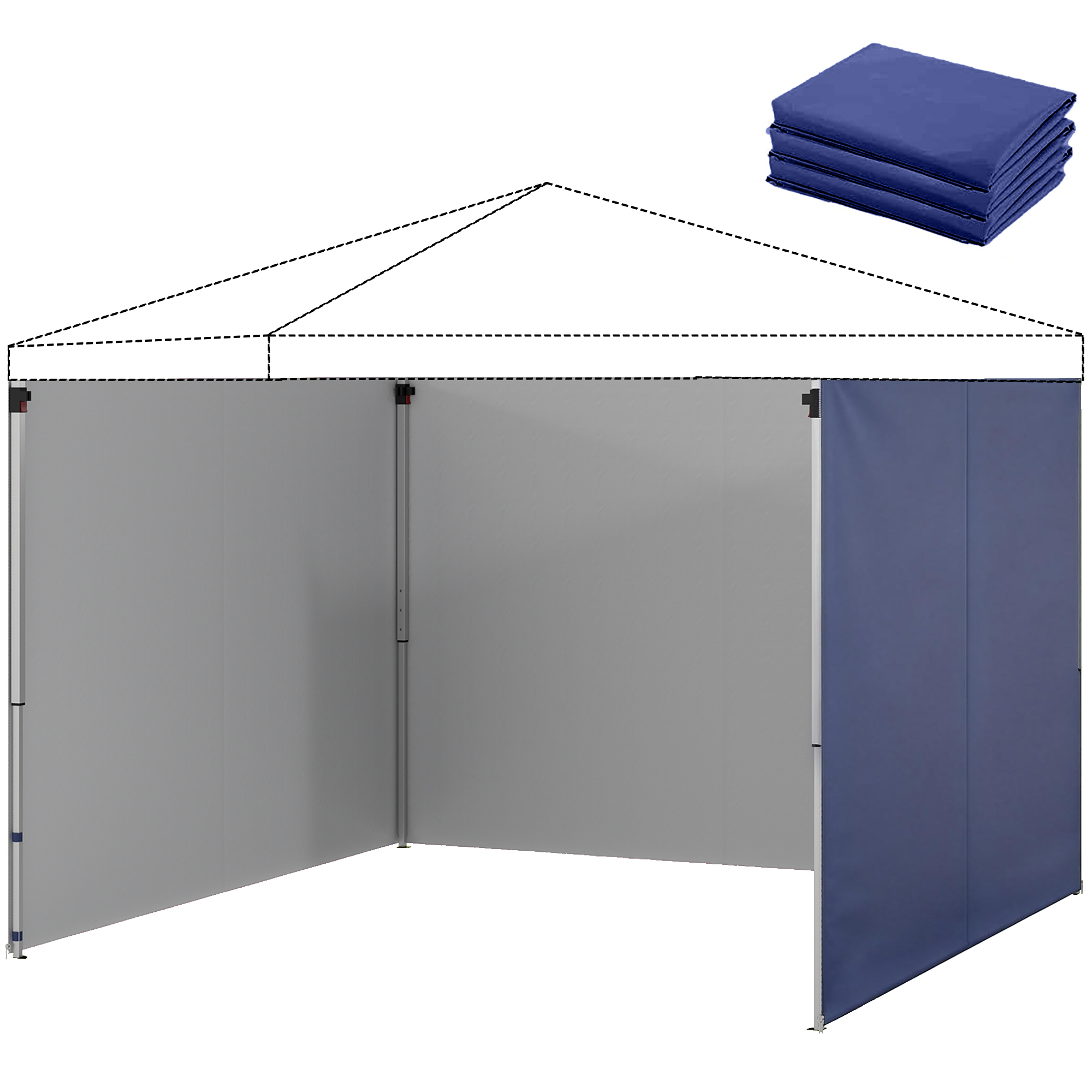 Ersatzseitenwände Für 3x3 M (300x200 Cm) Große Zelte, Aus Oxford-gewebe Mit Blauem Reißverschluss