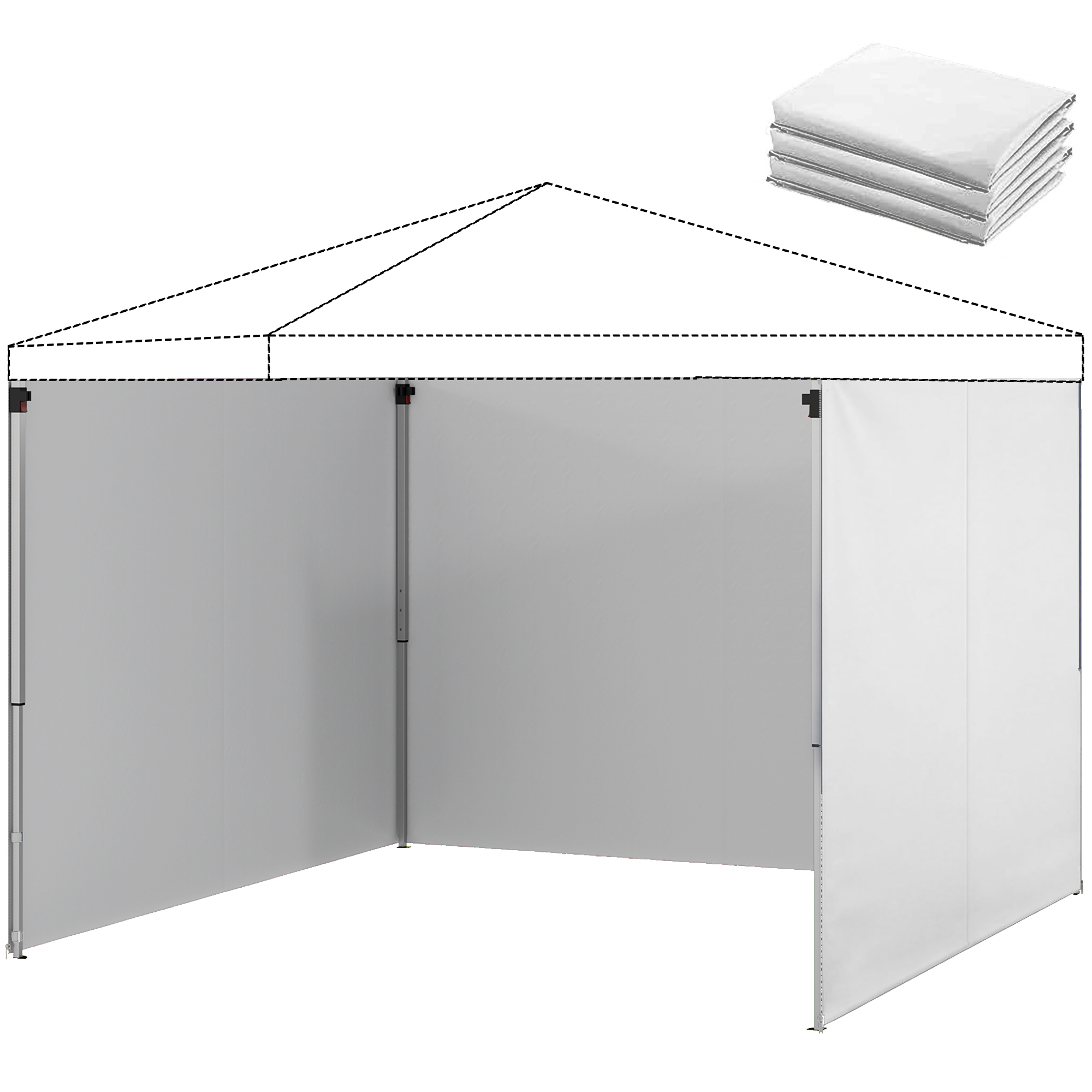 Ersatz-seitenwände Für 3x3 M (300x200 Cm) Zelte, Aus Oxford-gewebe Mit Reißverschluss, Weiß