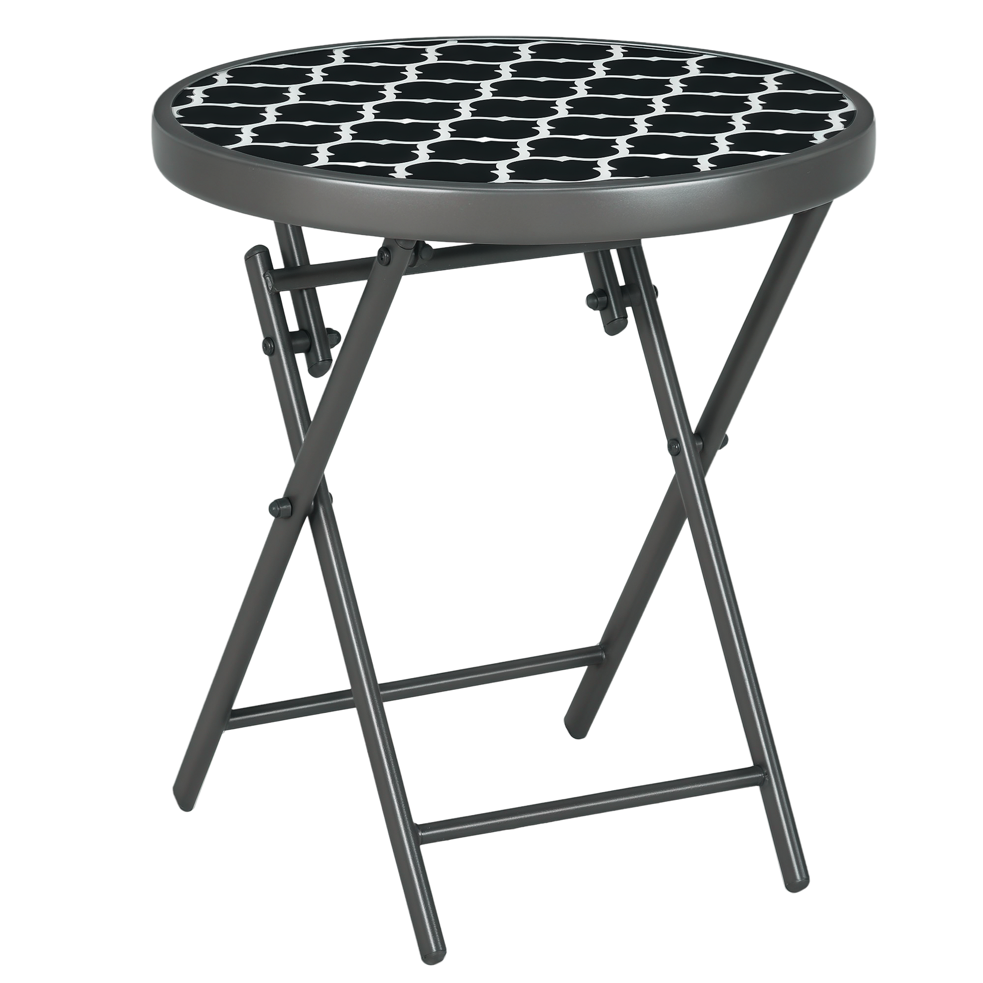 Klappbarer Gartentisch, Rund, Wetterfest, Ø 45 X 50 Cm, Schwarz