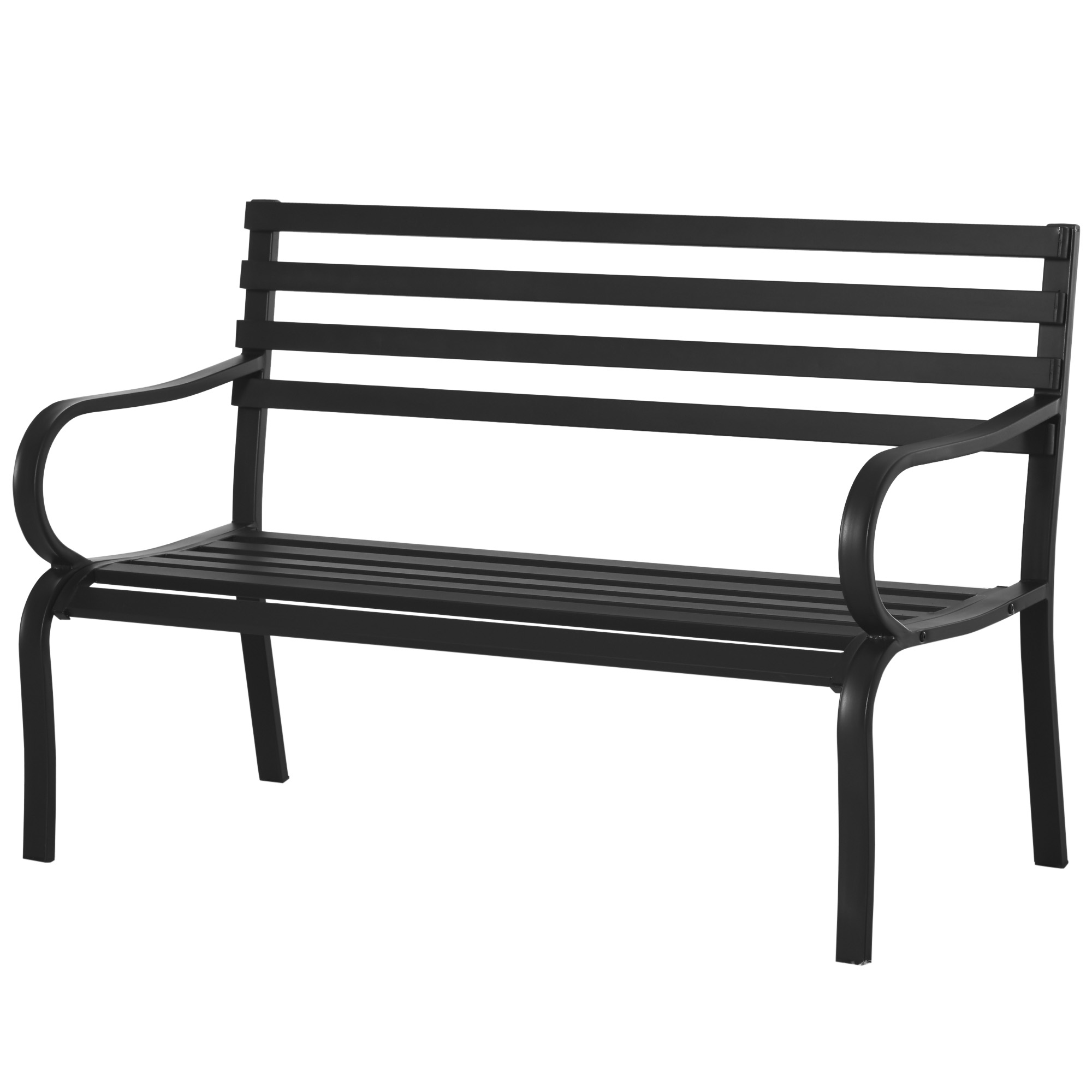 Zweisitzer-gartenbank Aus Schwarzem, Wasserfestem Metall, Maße: 127 X 62 X 82 Cm – Maximale Belastung: 240 Kg