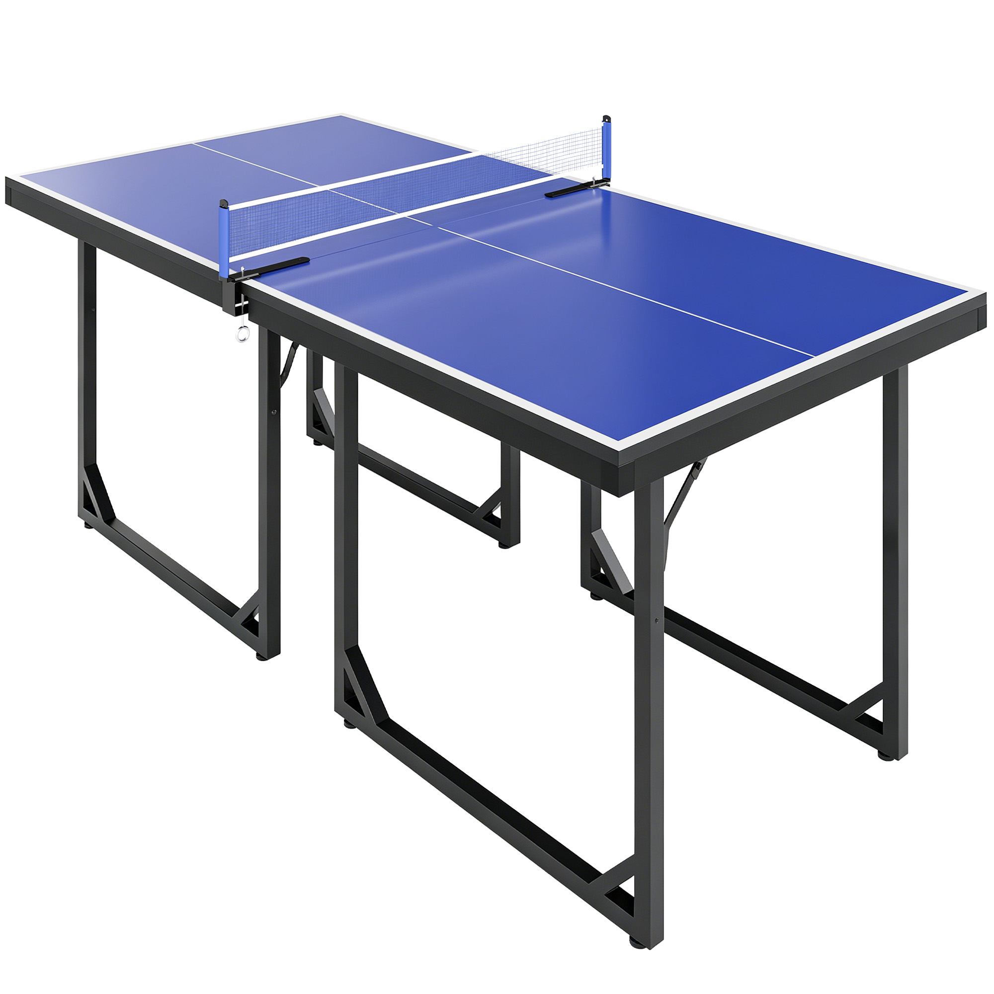 Klappbarer Tischtennistisch Für Den Innenbereich, Tischtennistisch Mit Netzgewebe, Montage Optional, 182 X 91 Cm, Blau Und Lila