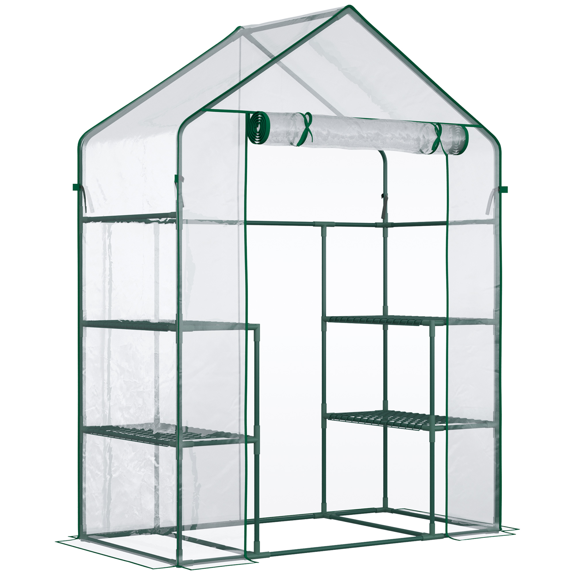Gewächshaus Mit Direktzugang, Tomatengewächshaus, 6-stöckiges Frühbeet, Transparenter Stahl Und Pvc-kunststoff, 142 X 73 X 195 Cm