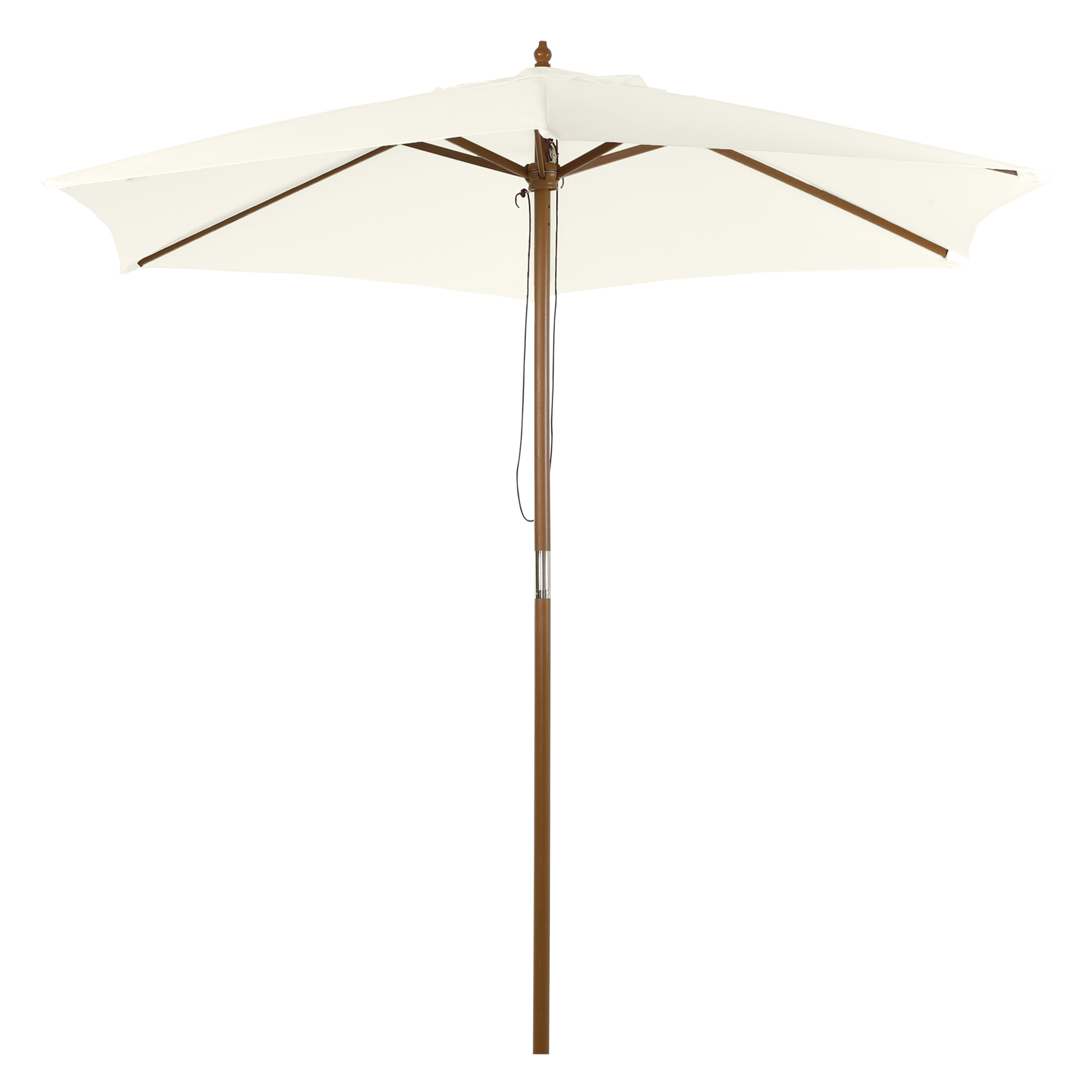 Sonnenschirm Ø 250 Cm, Seilschirm, Balkonschirm, Strandschirm, Bambus, Windfest, Marktschirm, Sonnenschutz Für Balkon, Terrasse, Garten, Weiß