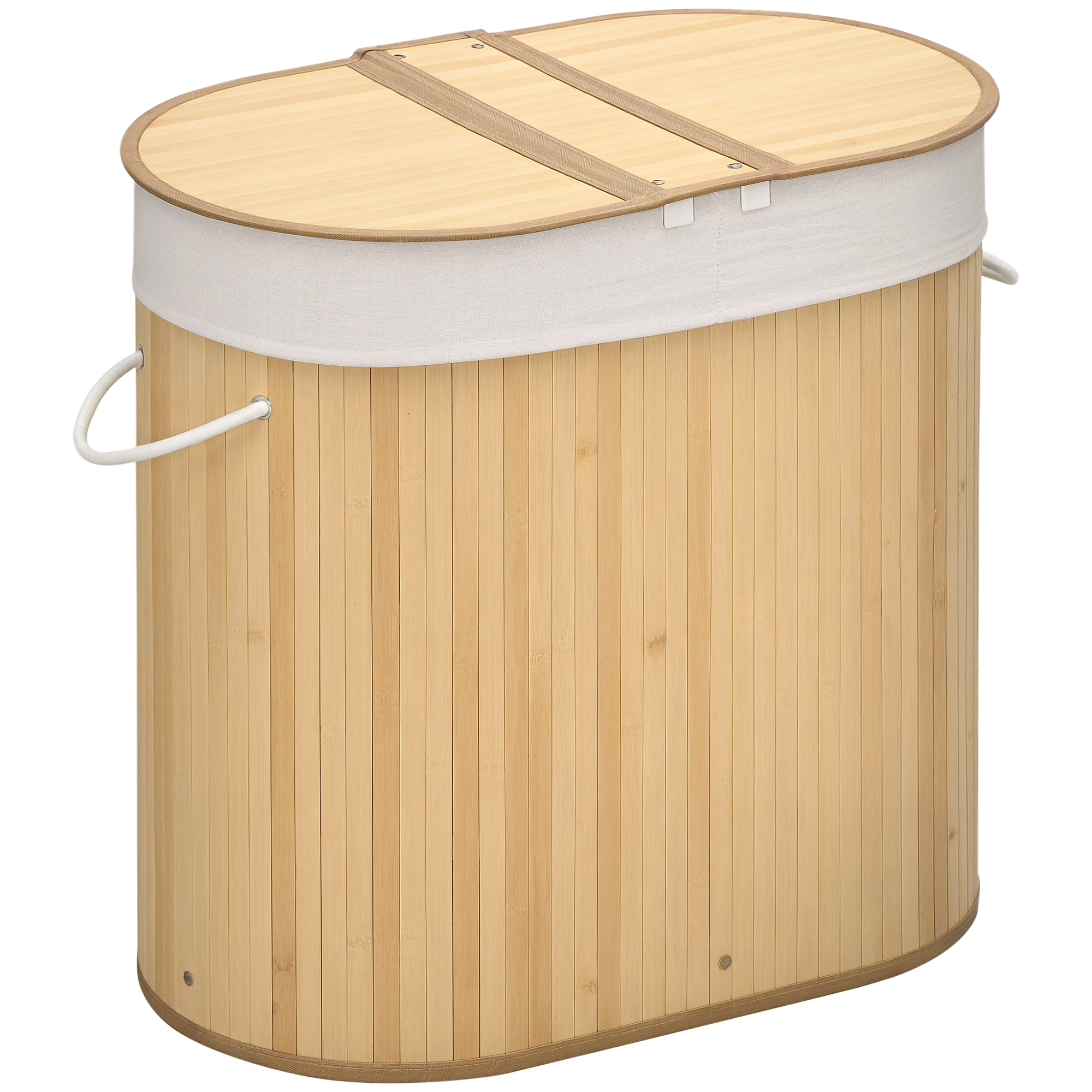 Wäschekorb (100 L) Mit Abnehmbarer Sitzbank, 62,5 Cm X 37 Cm X 60,5 Cm, Natur + Weiß