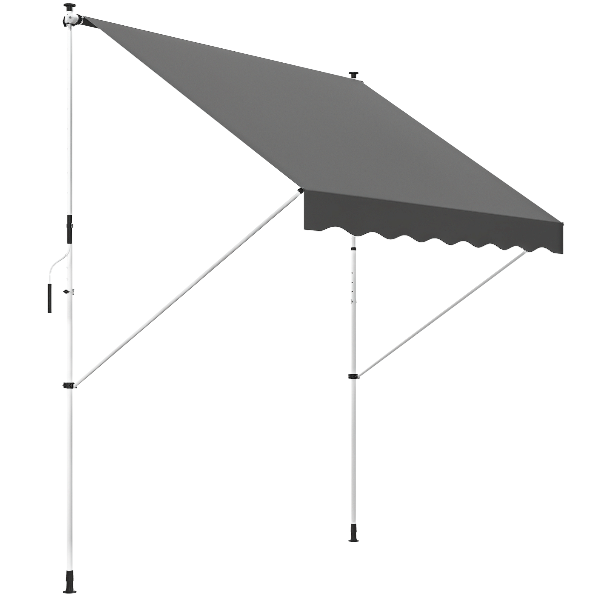 Außenmarkise Mit Klemmbefestigung Und Kurbel, Höhenverstellbar, Mit Gelenkarmen, Schmutz- Und Wetterbeständig, Für Balkon, Terrasse, Veranda Oder Balkon, 150 Cm Breit, Grau.