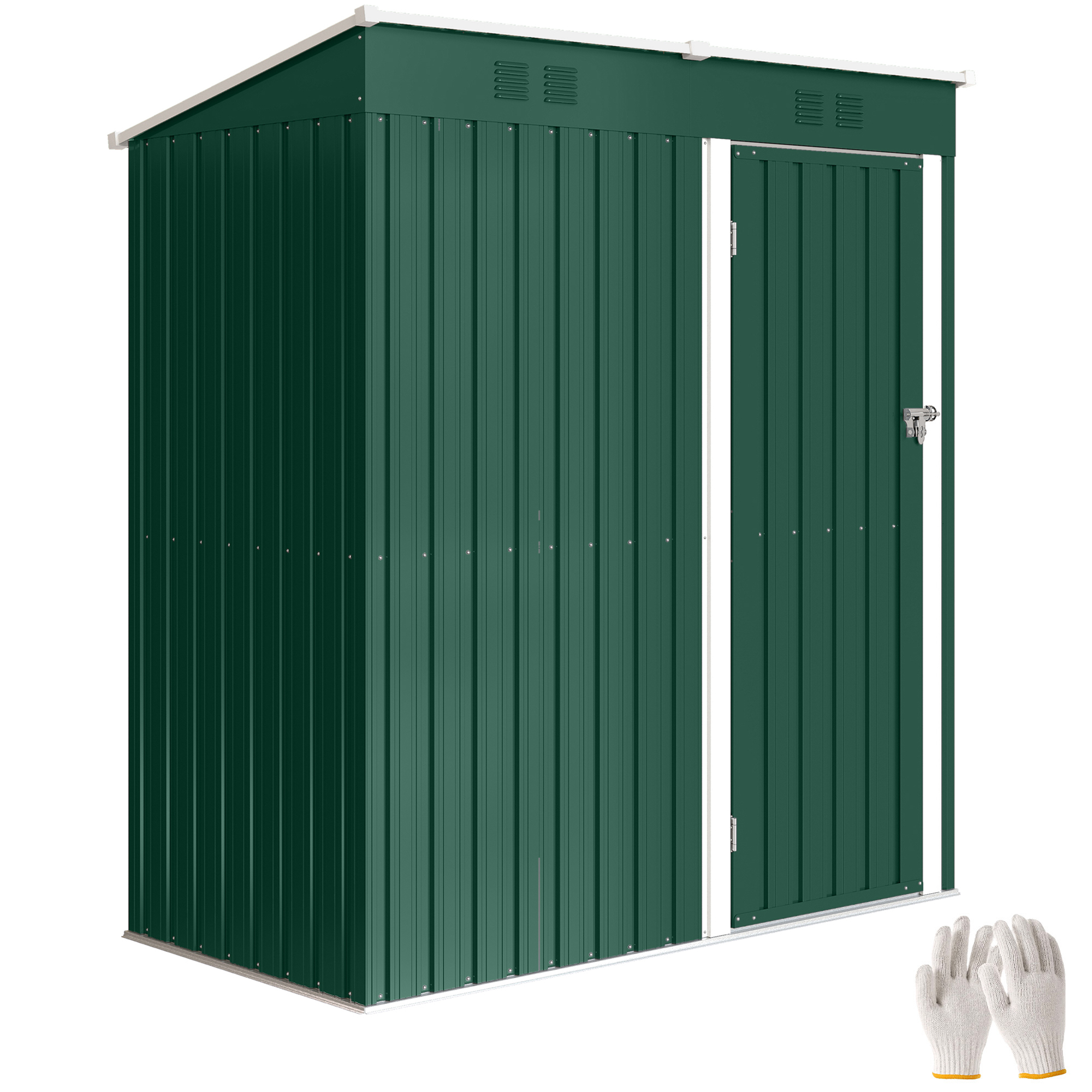 Außengarten Cobertizo 1,37 M² 163x90x179 Cm Mit Puerta Con Pestillo Y Ranuras De Ventilación Verde