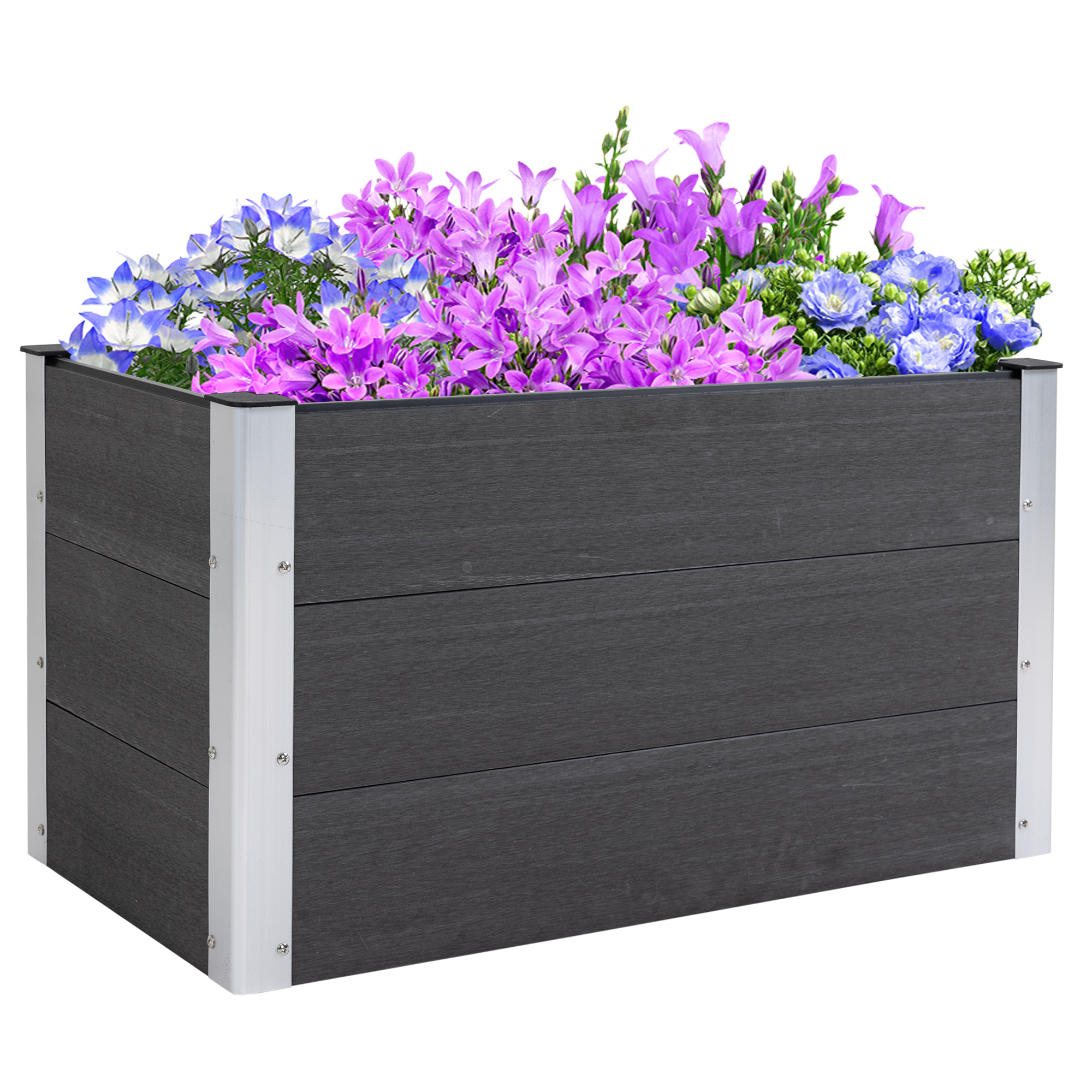 Erhöhter Aluminium-pflanzkasten, Wetterfest, Ohne Boden, 100 X 50 X 55,5 Cm, Ideal Für Terrasse Und Balkon. Geeignet Für Blumen Und Pflanzen. Farbe: Grau.