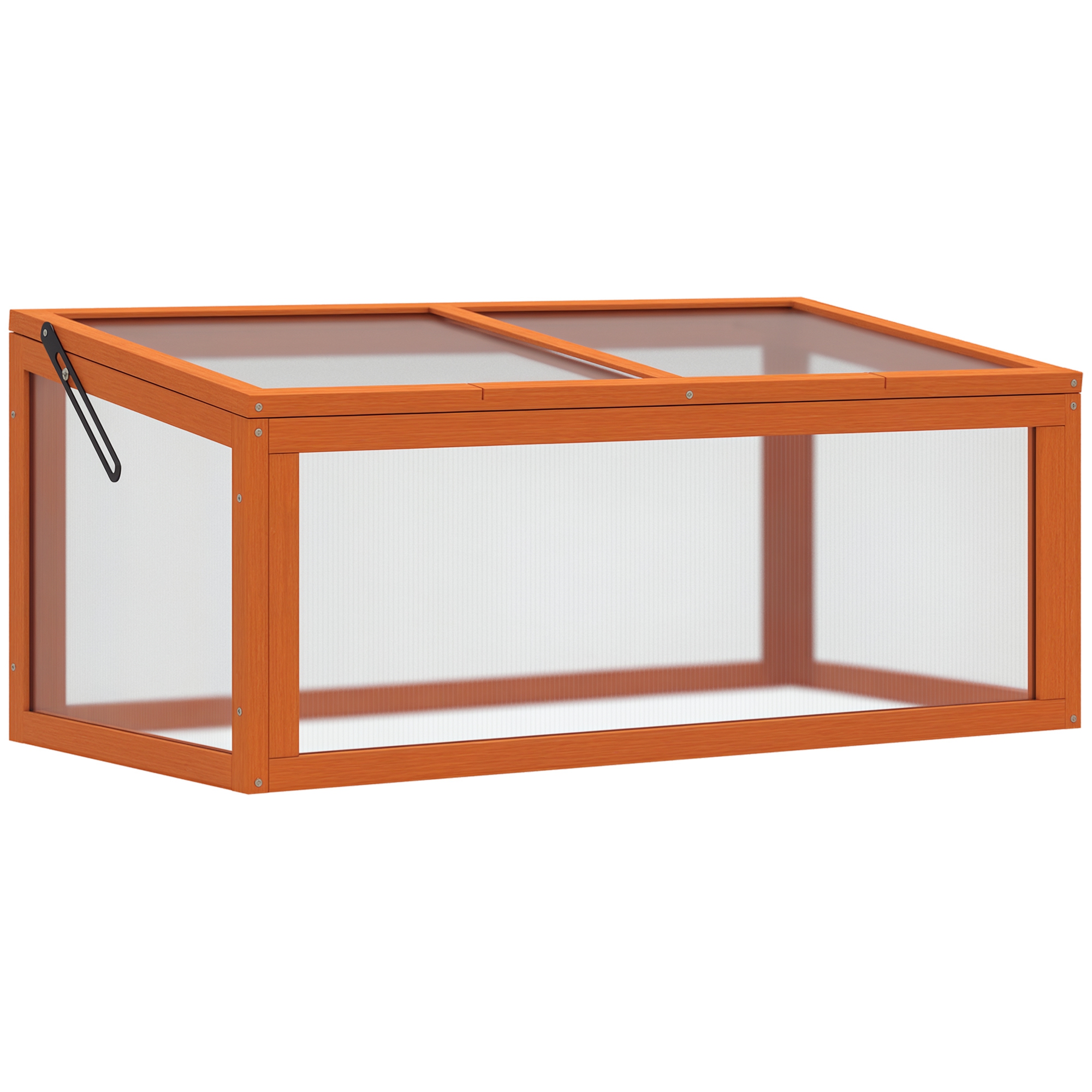 Frühbeetkasten, Gewächshaus Aus Holz Und Polycarbonat, 90 X 46 X 40 Cm, Wetterfest Mit Deckel, Orange