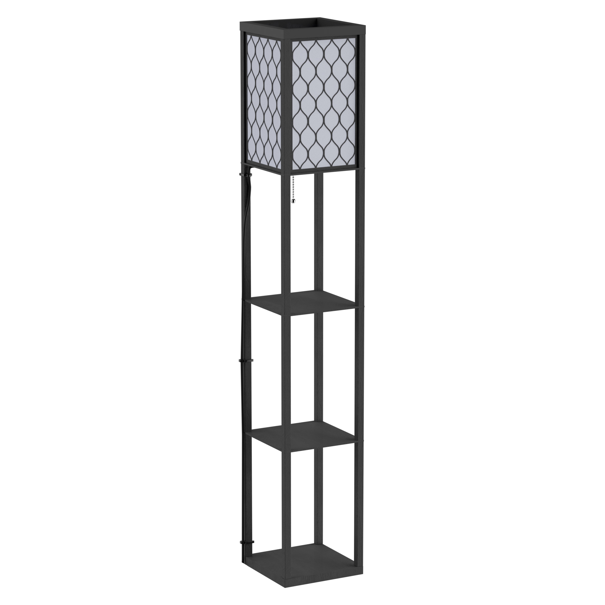 Lampada Da Terra 2 In 1 Salvaspazio Con 3 Ripiani, Lampada Moderna Da Salotto, Soggiorno E Ufficio, Attacco E27, 26 X 26 X 160 Cm, Nero Bianco