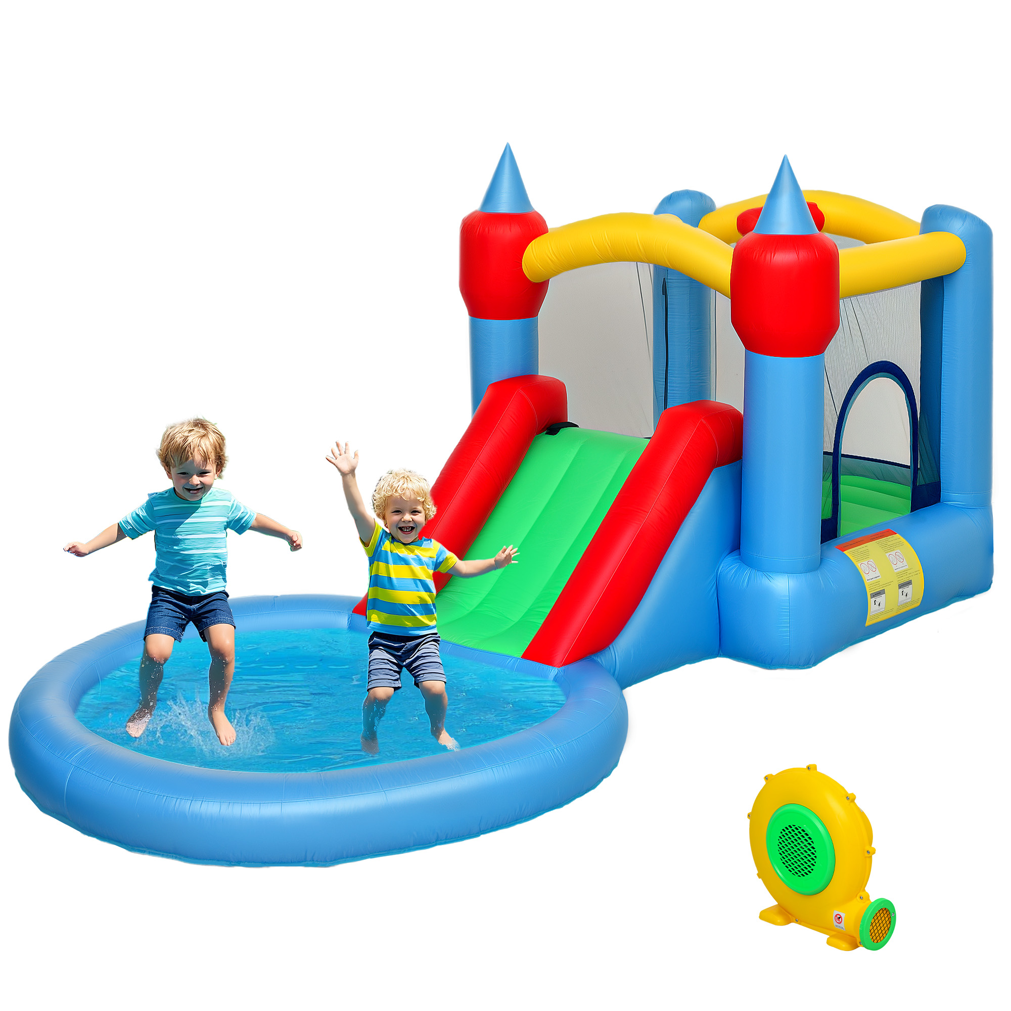 4-in-1-hüpfburg: Trampolin Mit Rutsche, 415 X 205 X 190 Cm, Mehrfarbig