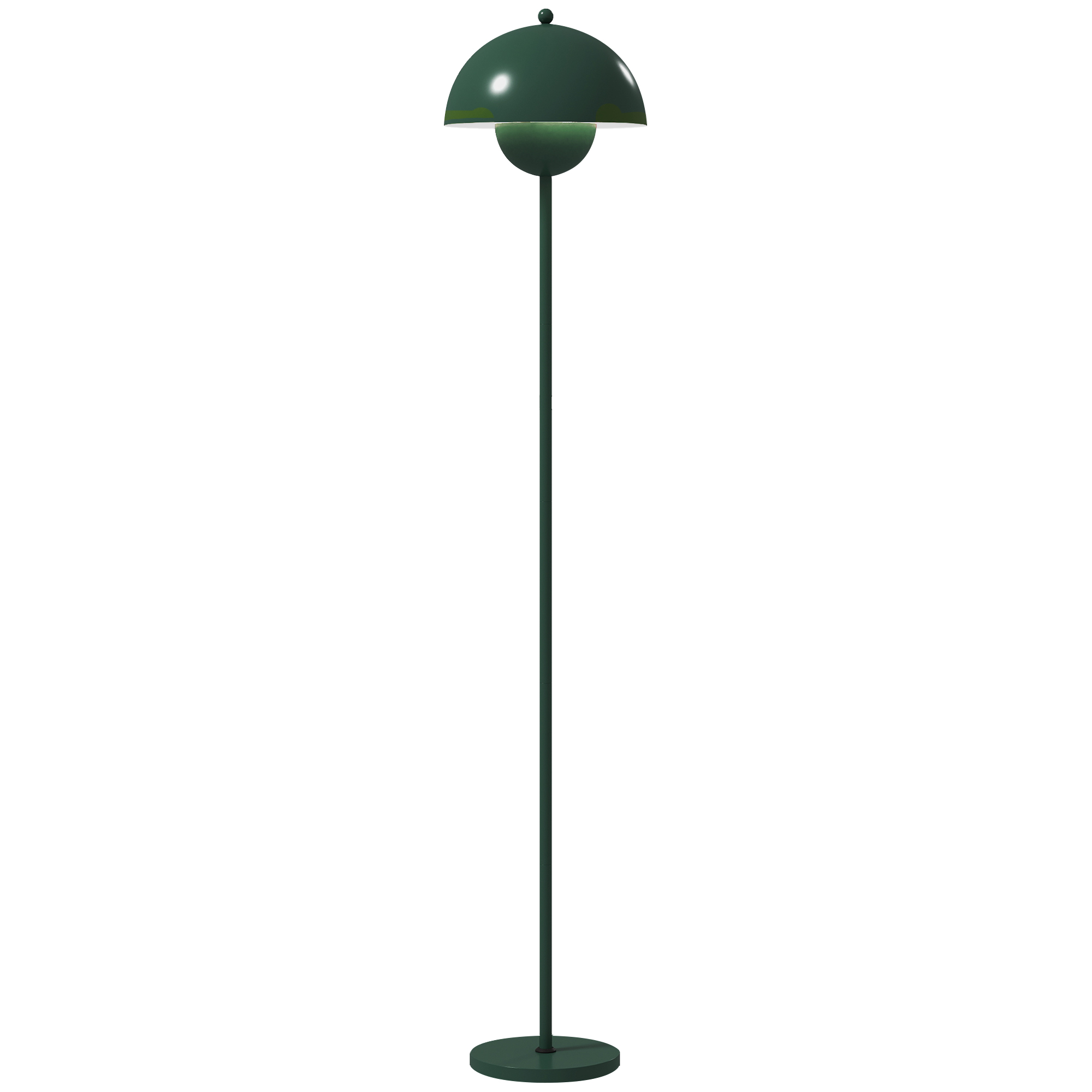 Stehlampe, Runder Lampenschirm, Fußschalter, Langes Kabel, Elegantes Design, Stahl, Grün
