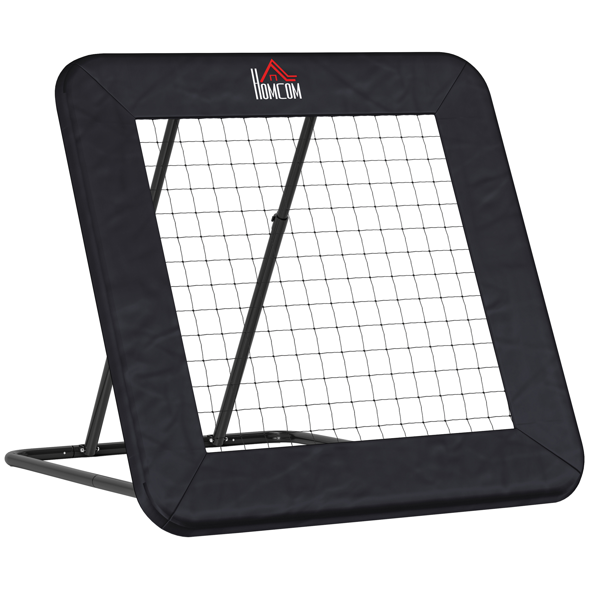 Fußball-rebounder, 128 X 118 Cm, Mit Schutzrand Und Heringen, 5-fach Verstellbar, Tragbar, Jugend-fußballtor, Rebound-wand Für Fußballtraining, Schwarz