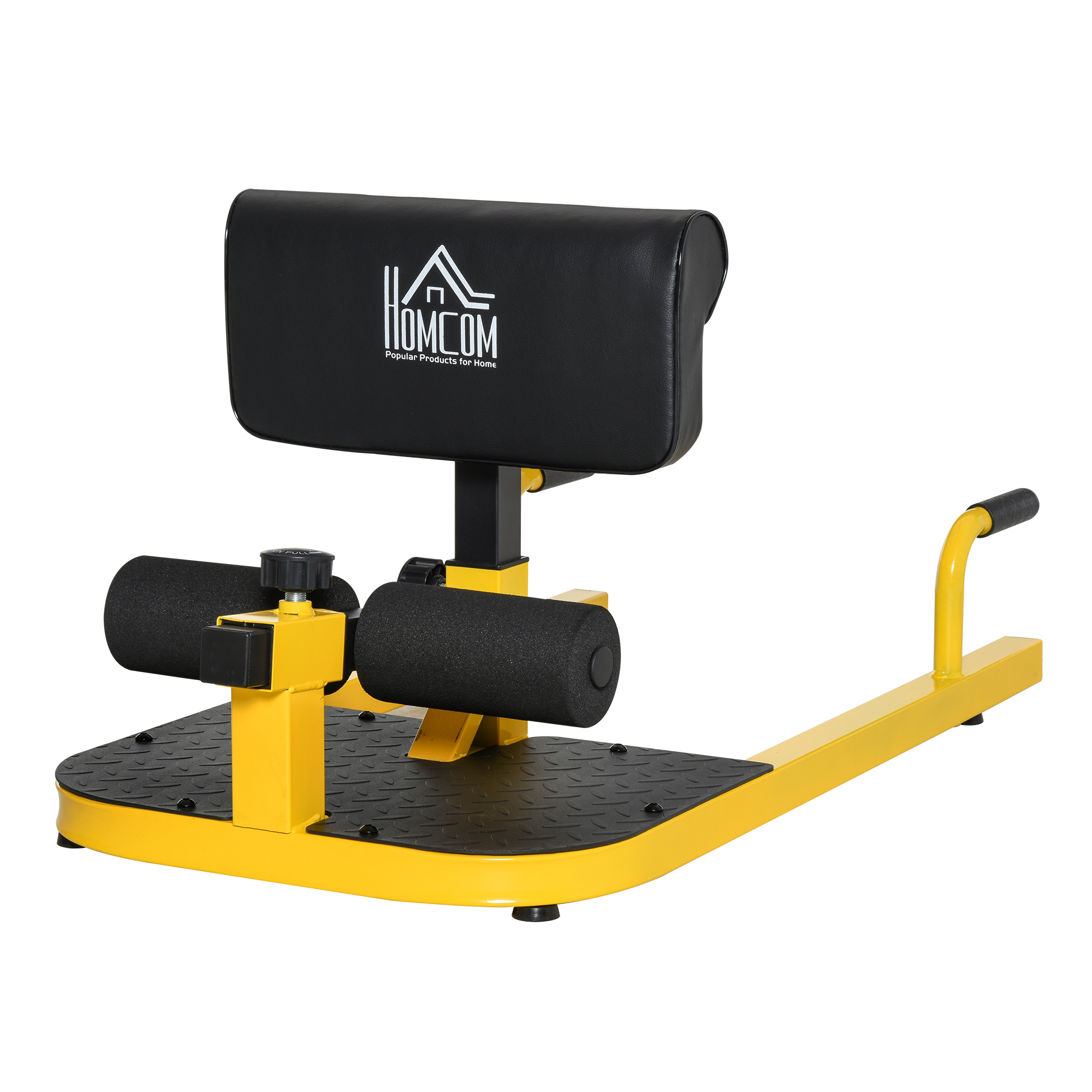 Sissy Squat Trainer, Ein 3-in-1-krafttrainingsgerät Für Beine, Bauch Und Gesäß, Einstellbar Bis 120 Kg, Stahl, Gelb Und Schwarz, 50 X 97 X (44,5–56,5) Cm