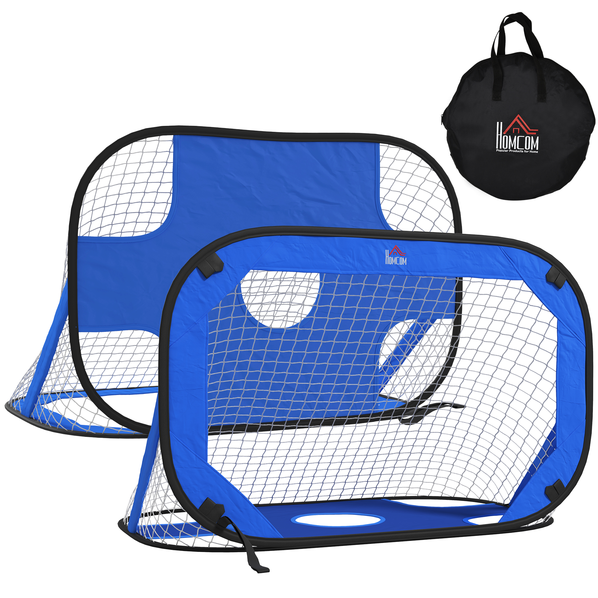 Fußballtore, Faltbares Tor, Tragbares Fußballnetz, 2er-set Mini-tore, Mobil Mit Tragetasche, Faltbar, Blau, 123 X 80 X 80 Cm