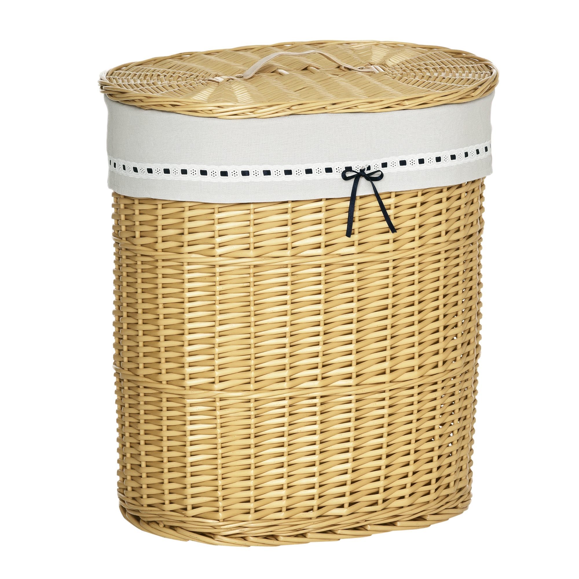 Wäschekorb Aus Weide Mit Deckel, Wäschekorb Mit Griff, Herausnehmbarer Wäschesack, Wäschekorb, Wäschebox Für Badezimmer, Waschküche, Schlafzimmer, Natürlich