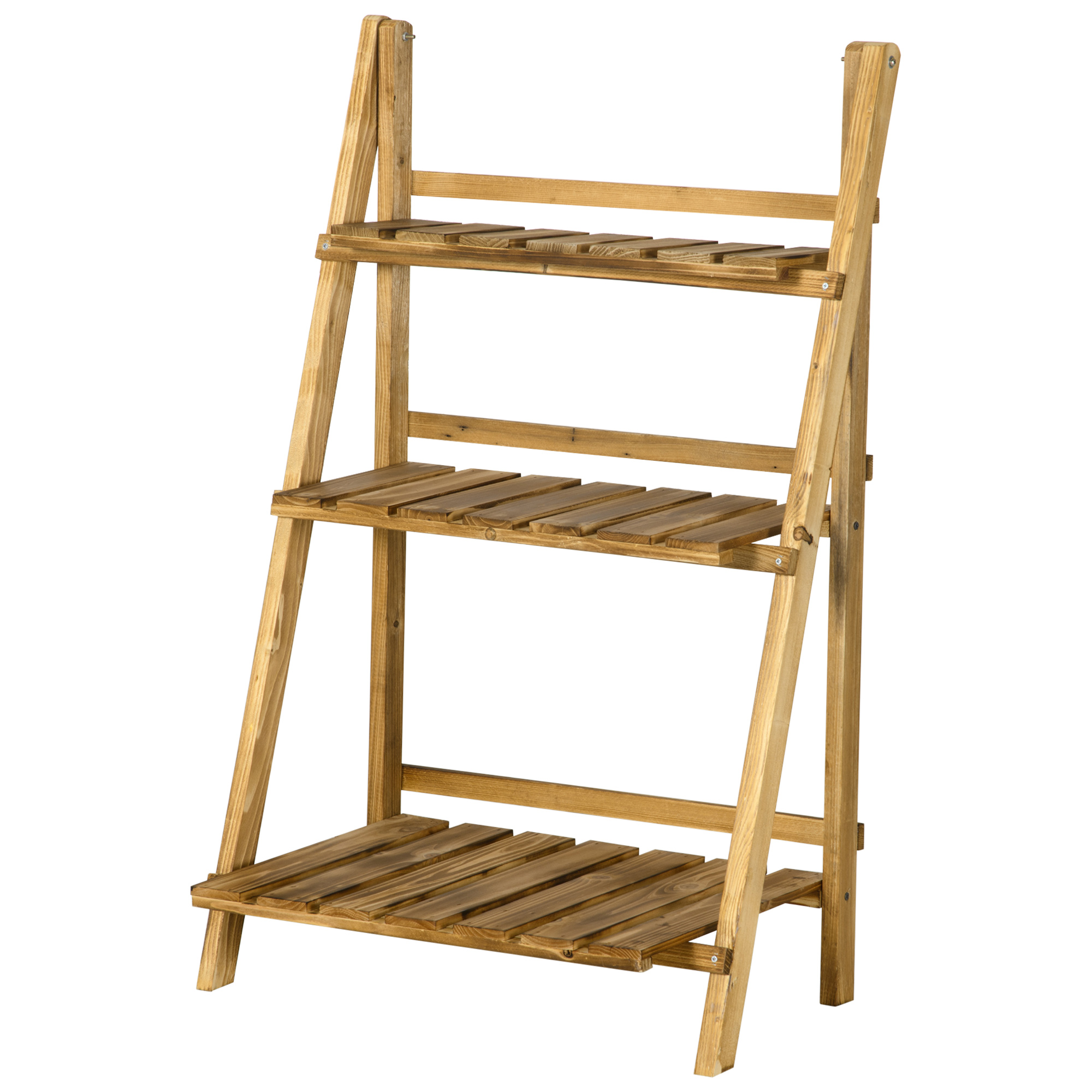 3-stöckiges Pflanzenregal Aus Holz, Klappbar, Topfhalter, 60 X 37 X 93 Cm, Natur