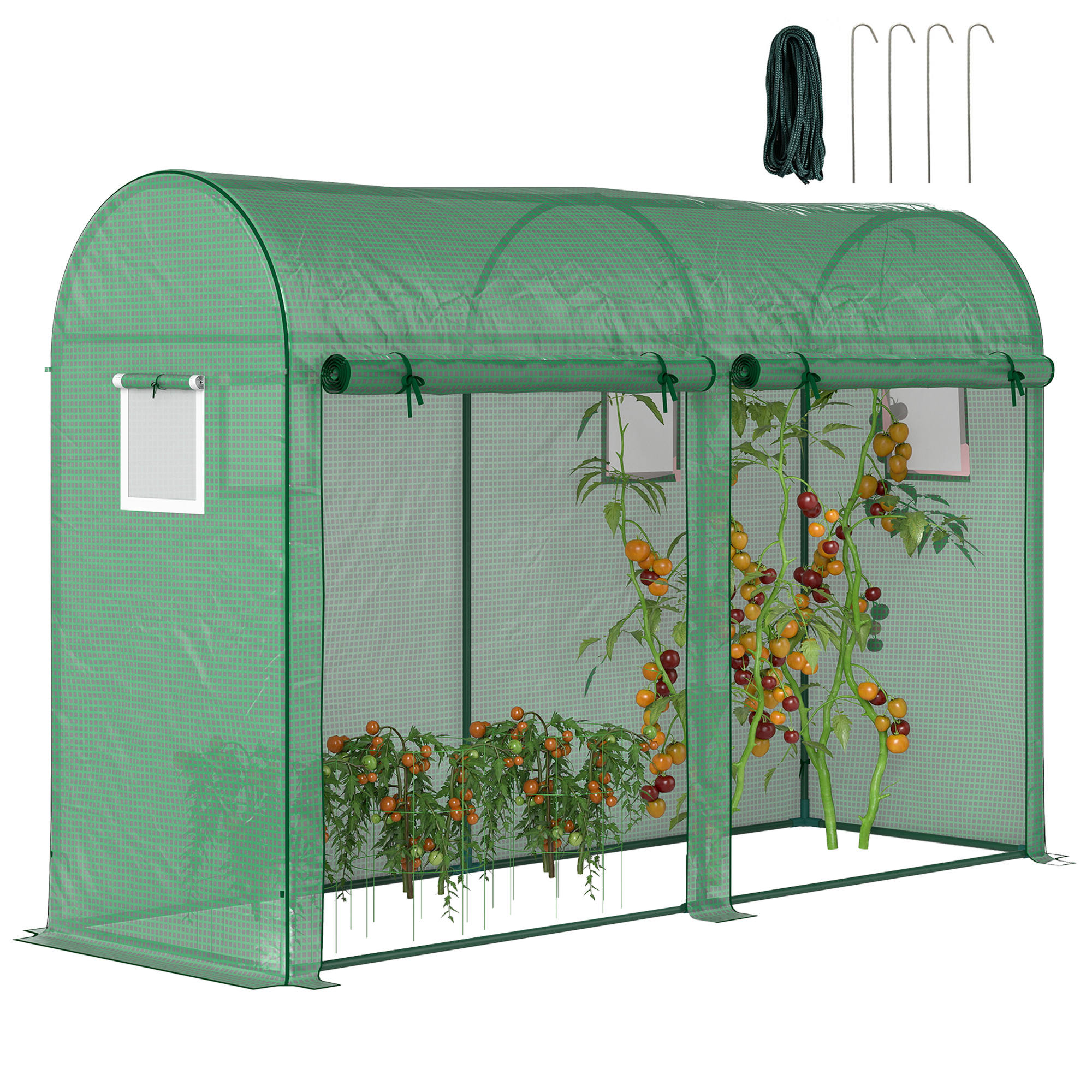 Gewächshaus Mit Fenster Und Tür Aus Aluminium Und Pe-folie, Ideal Für Balkon Und Garten. Maße: 300 X 100 X 200 Cm. Auch Geeignet Für Den Anbau Von Tomaten, Gemüse, Blumen Und Anderen Pflanzen.