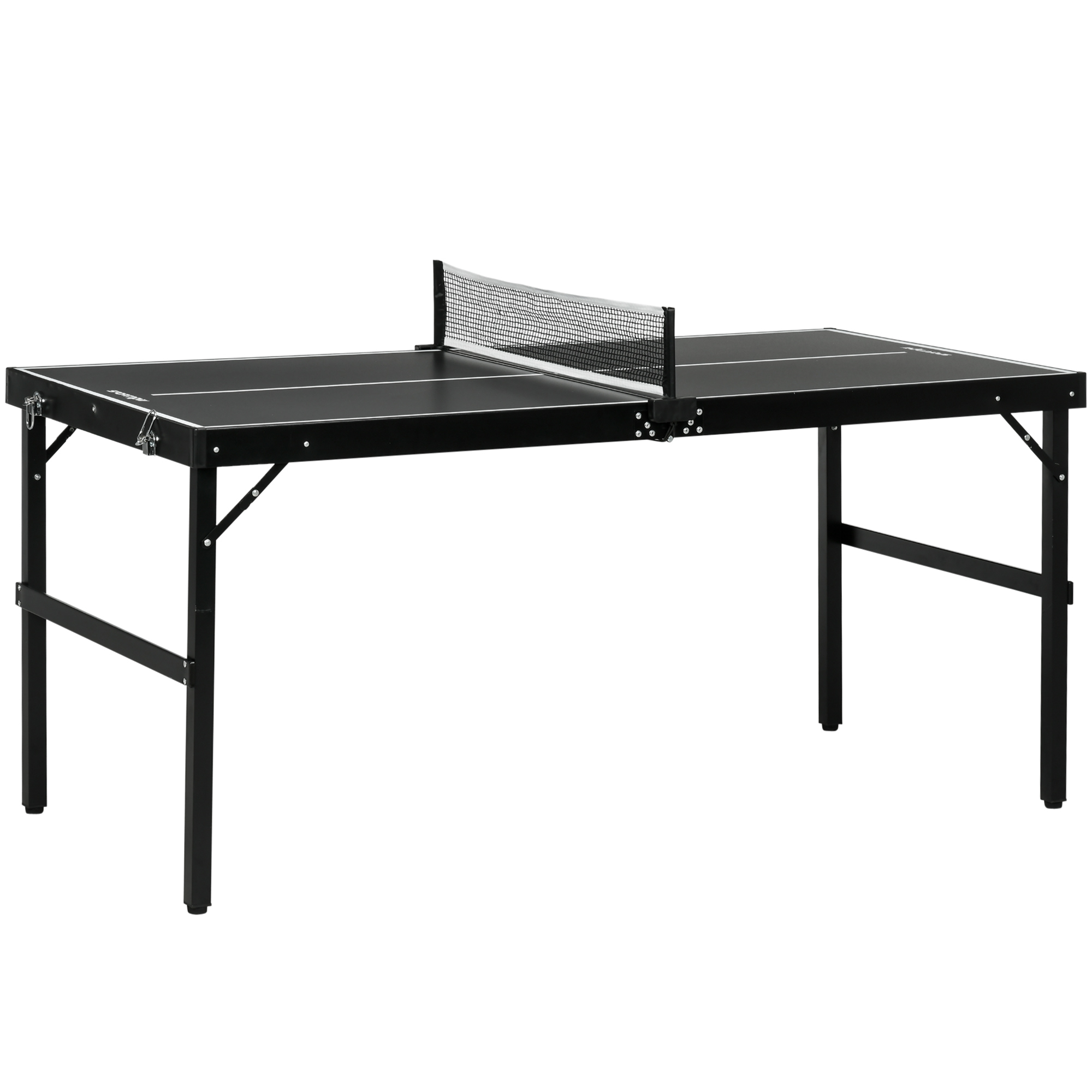 Klappbare Tischtennisplatte Mit Tragegriff, Aluminium Und Holz, 152 X 76 X 72 Cm, Schwarz