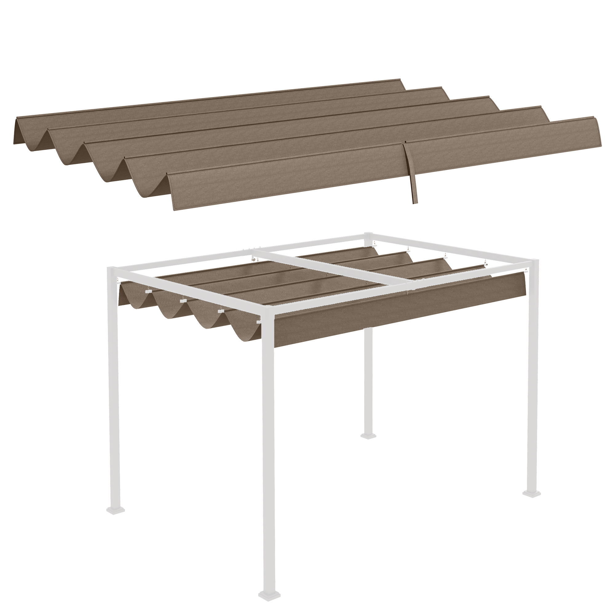 Ersatzdach Für Einen 2,85 X 2 M Großen Gartenpavillon, Ausziehbar, Einfach Zu Montieren, Polyester, Kaffeebraun