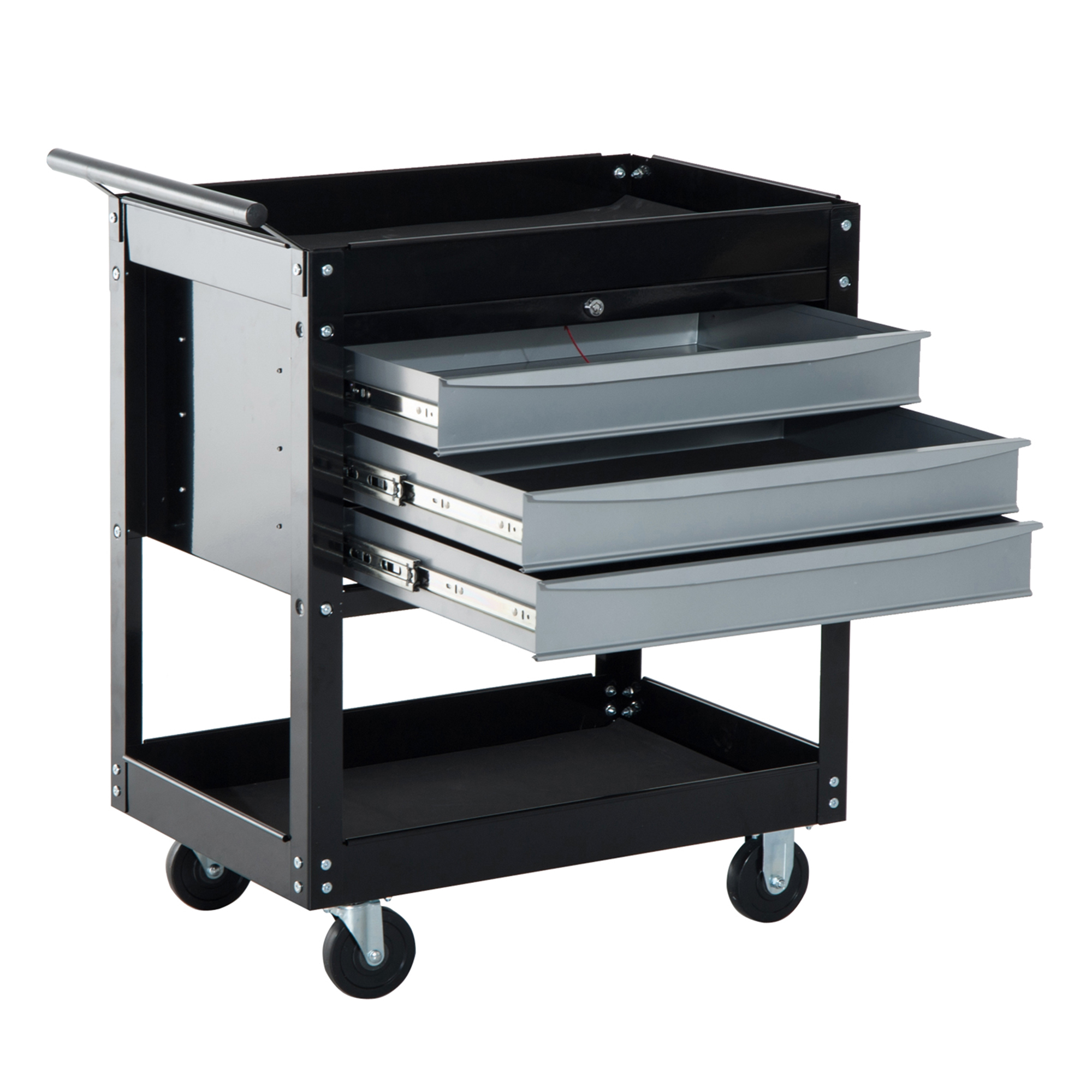 Carrello Da Officina Professionale Cassettiera Portautensili En Lamiera, Nero, 68 X 46 X 88 Cm