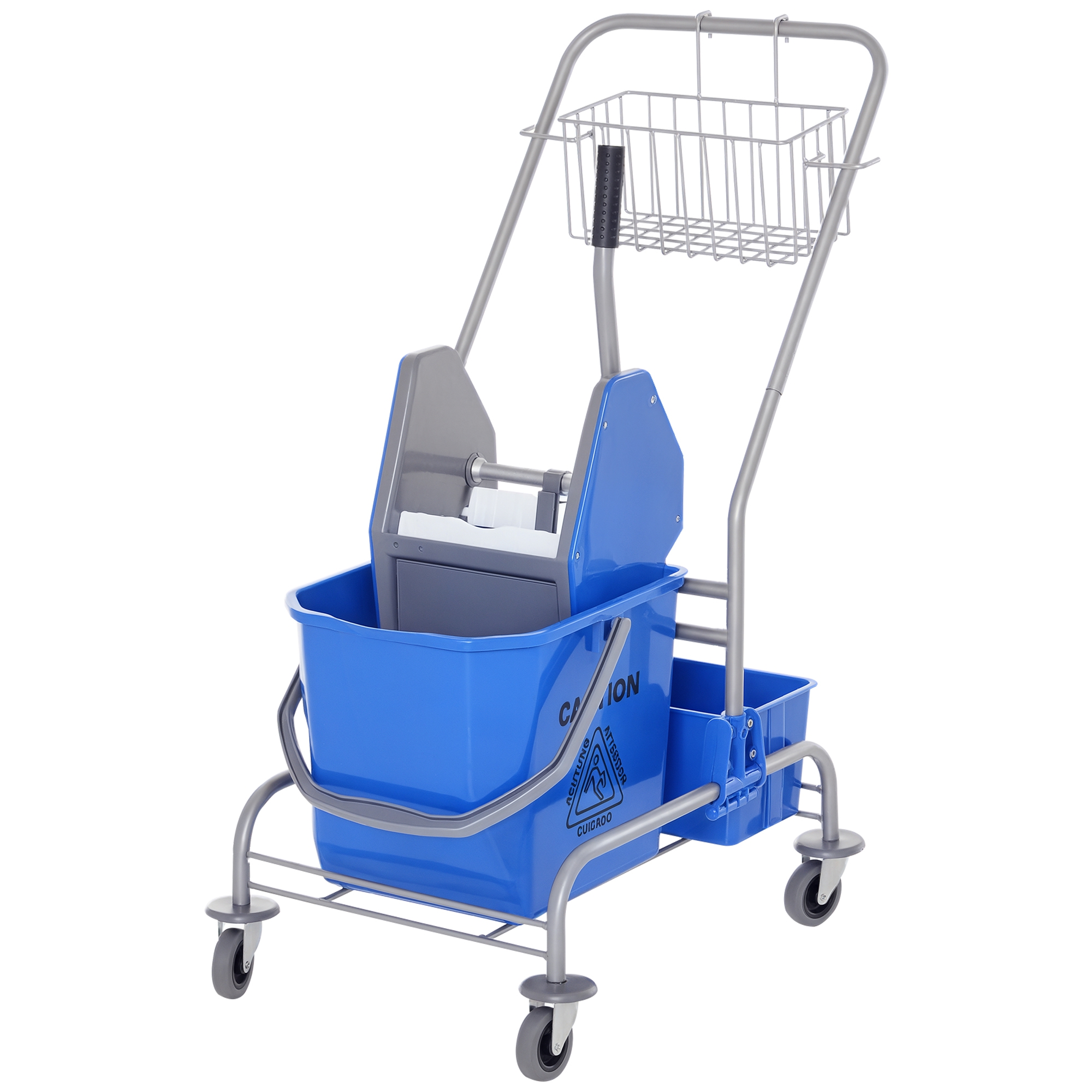 Reinigungswagen, Besenwagen, 25 L Fassungsvermögen, 4 Räder, Kunststoff, Blau