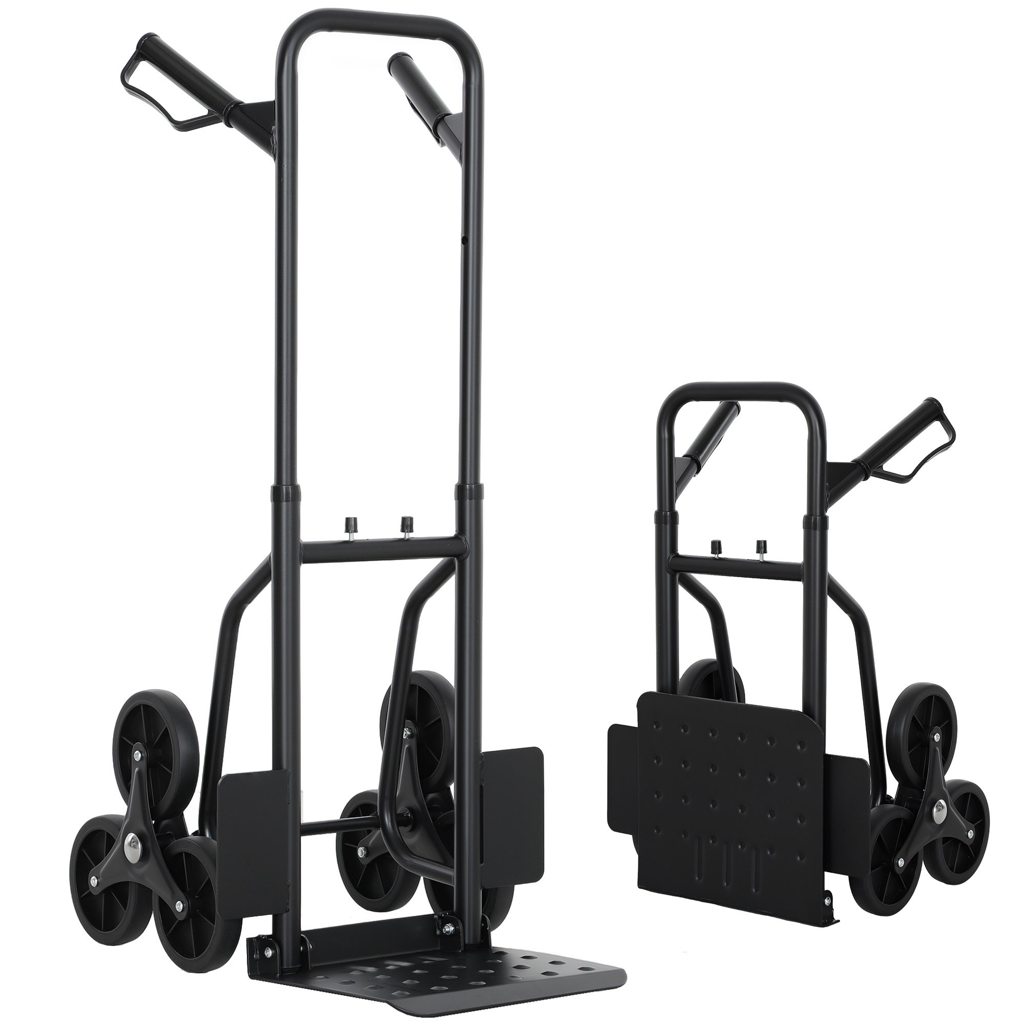 Klappbarer Treppenwagen, Tragkraft 120 Kg, 6 Räder, Stahl-transportwagen Mit Teleskopseilen, 44 X 38 X 106,5 Cm, Schwarz