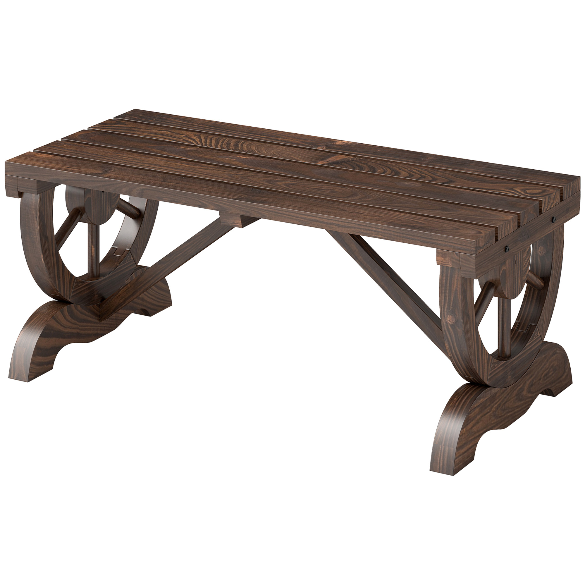 Gartenbank Aus Holz, Wetterfest, Rustikale Gartenmöbel, Natürlicher Stil, 98 X 50 X 39,5 Cm