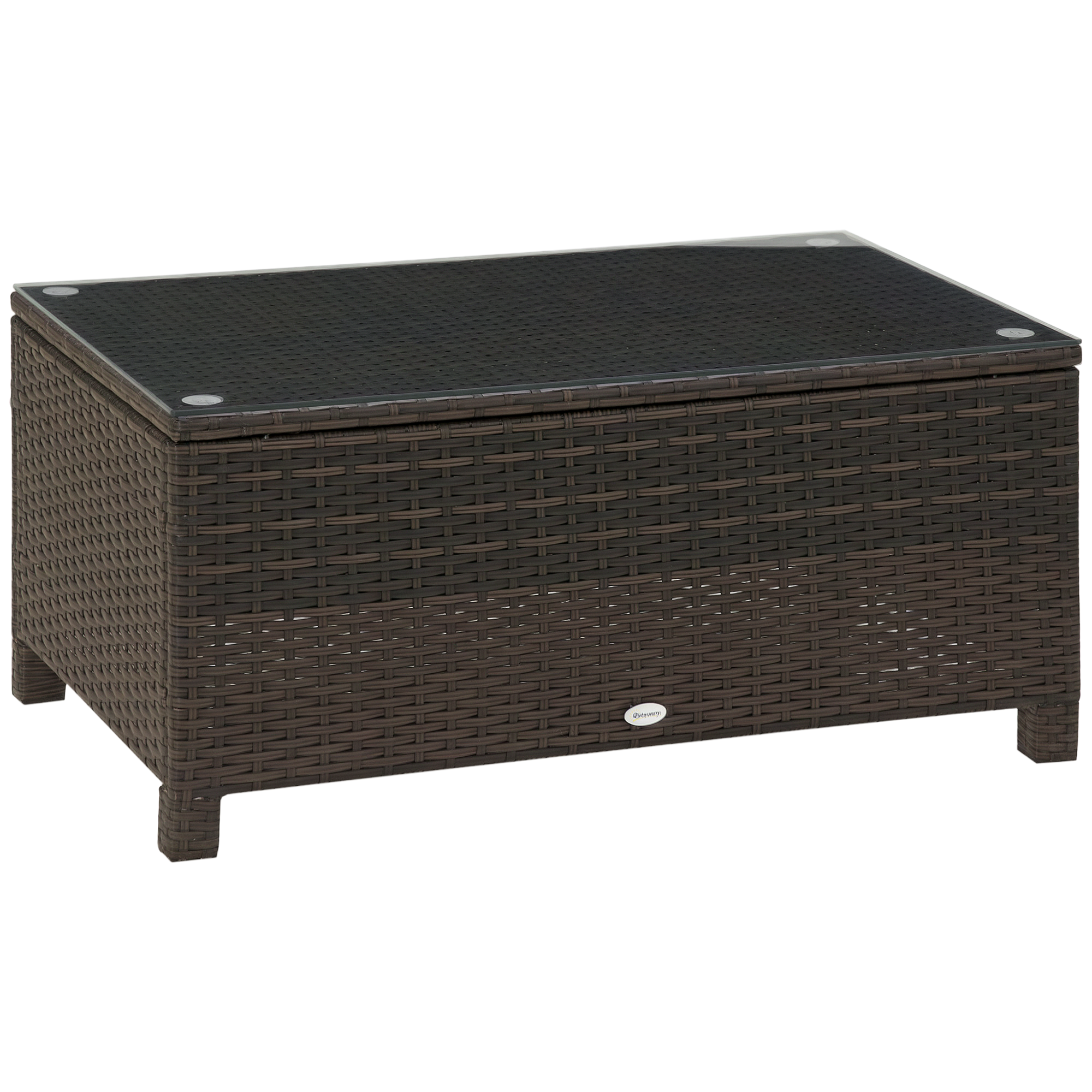Gartentisch, Couchtisch, Balkontisch, Braunes Polyrattan, 85 X 50 X 39 Cm