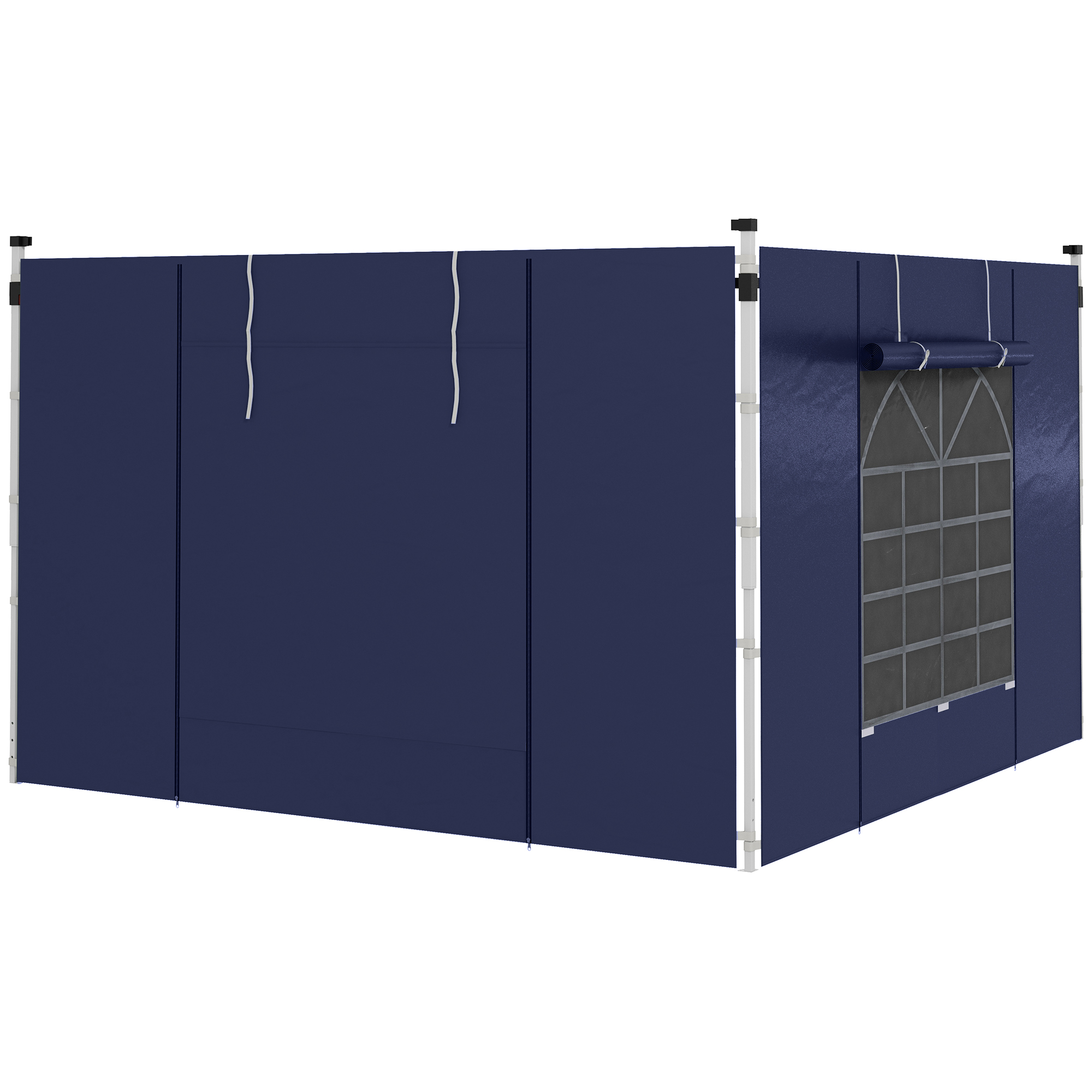 Pavillonvorhänge, 2er-set, Für 3 X 6 M Oder 3 X 3 M Große Gartenpavillons Mit Fenstern Und Türen, Blau
