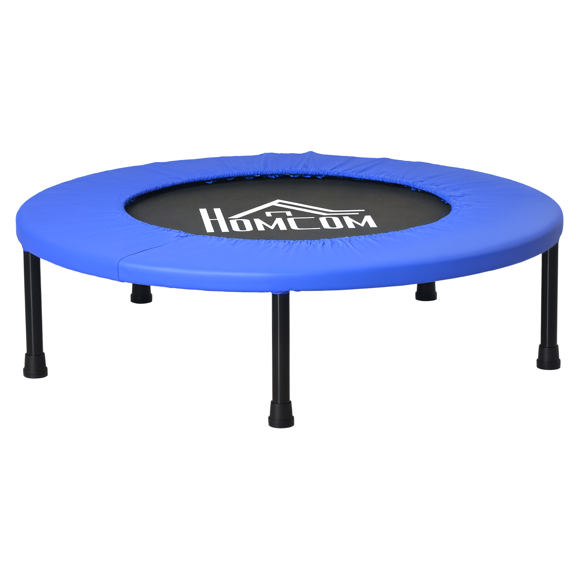 Fitness-trampolin Aus Stahl, 81 Cm Durchmesser, Mit Sicherheitsgeländer Und 28 Federn Für Den Innen- Und Außenbereich. Maximale Belastung: 100 Kg. Maße: 81 X 81 X 22,5 Cm. Schwarz Und Blau.