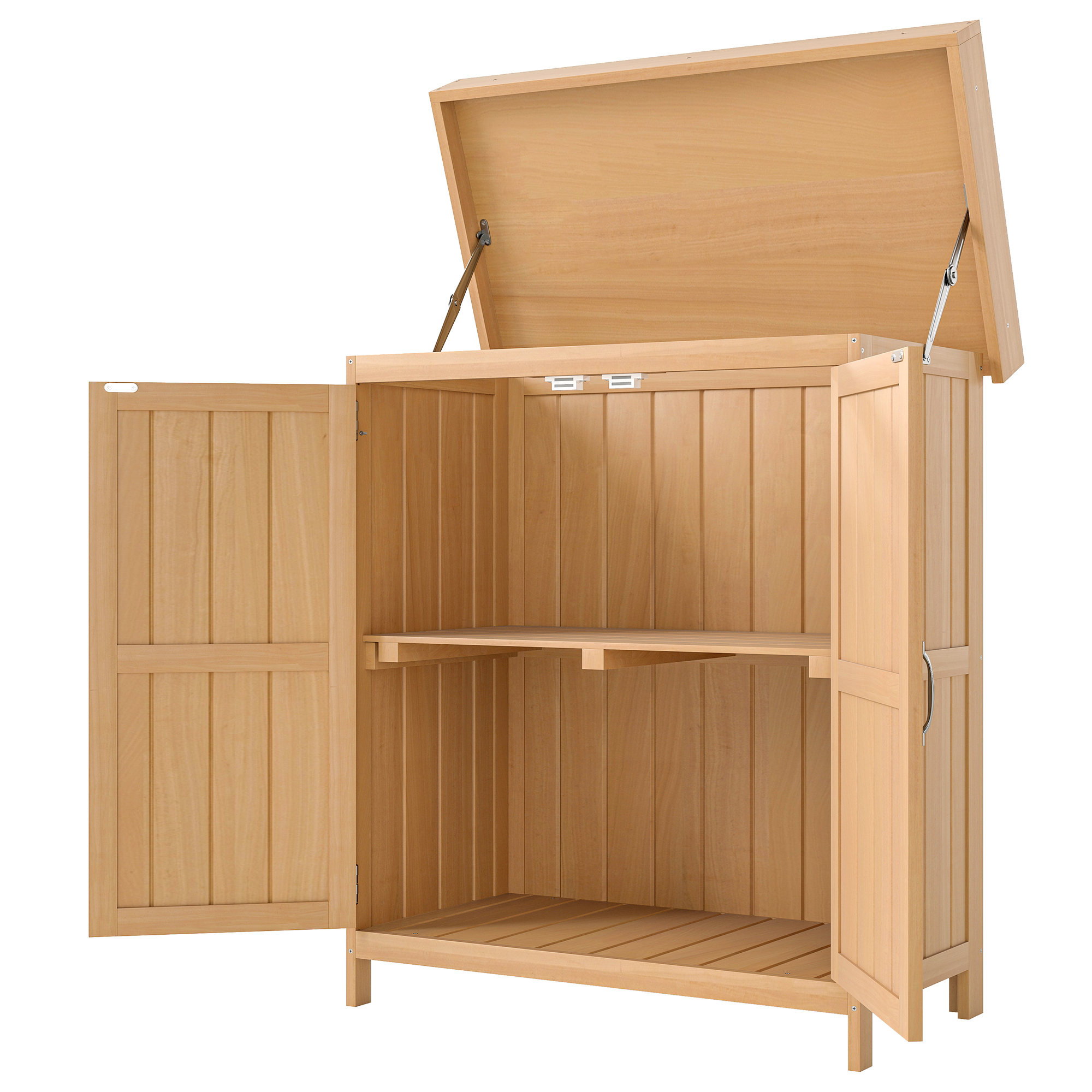 Casetta En Legno Da Giardino Con 2 Ante, Armadio Da Esterno Porta Attrezzi Da Giardino Con Tetto Aprilile, 74x43x88 Cm