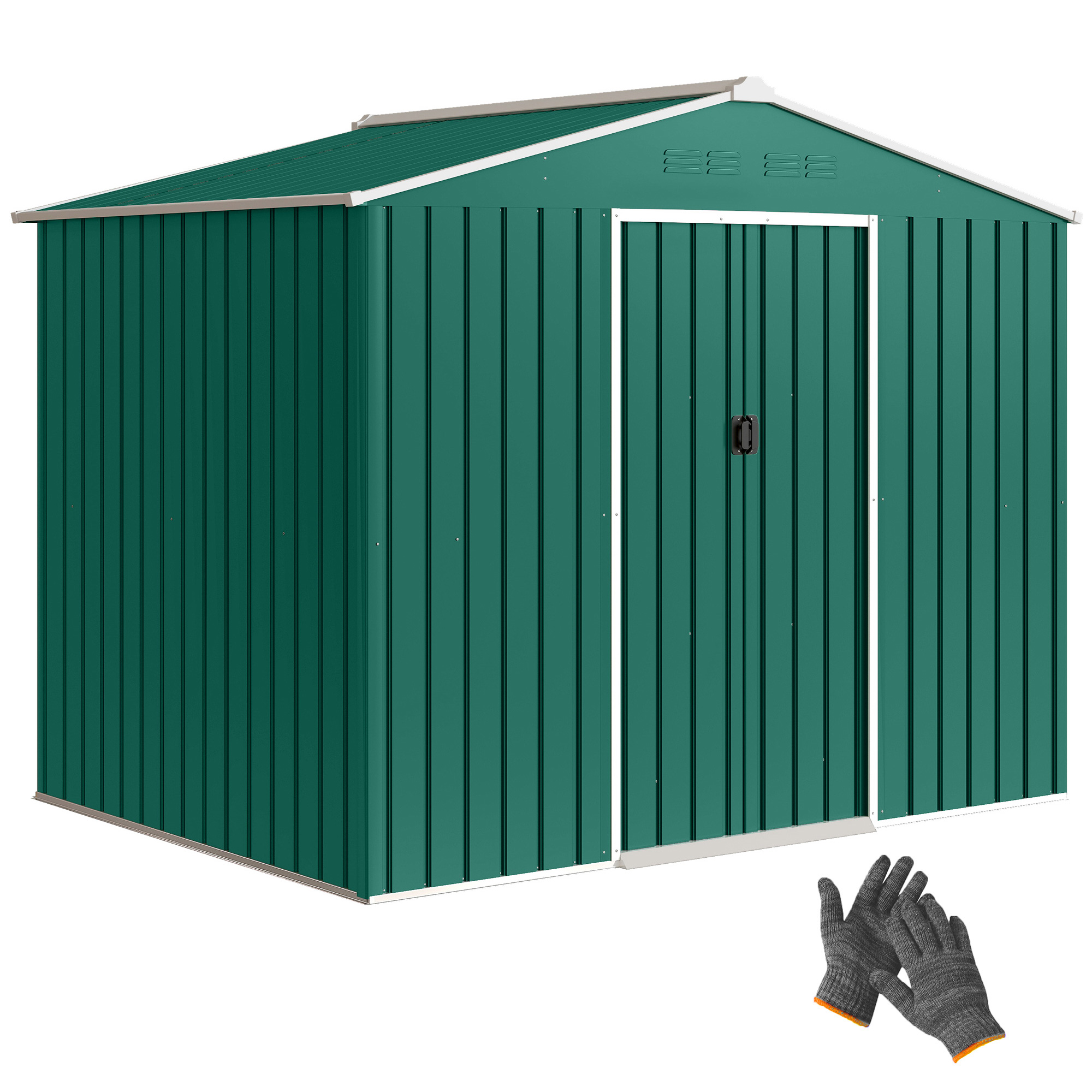 Außengarten Cobertizo 3,6 M² 236x171x191 Cm Mit Puertas Correderas Y Ranuras De Ventilación Verde