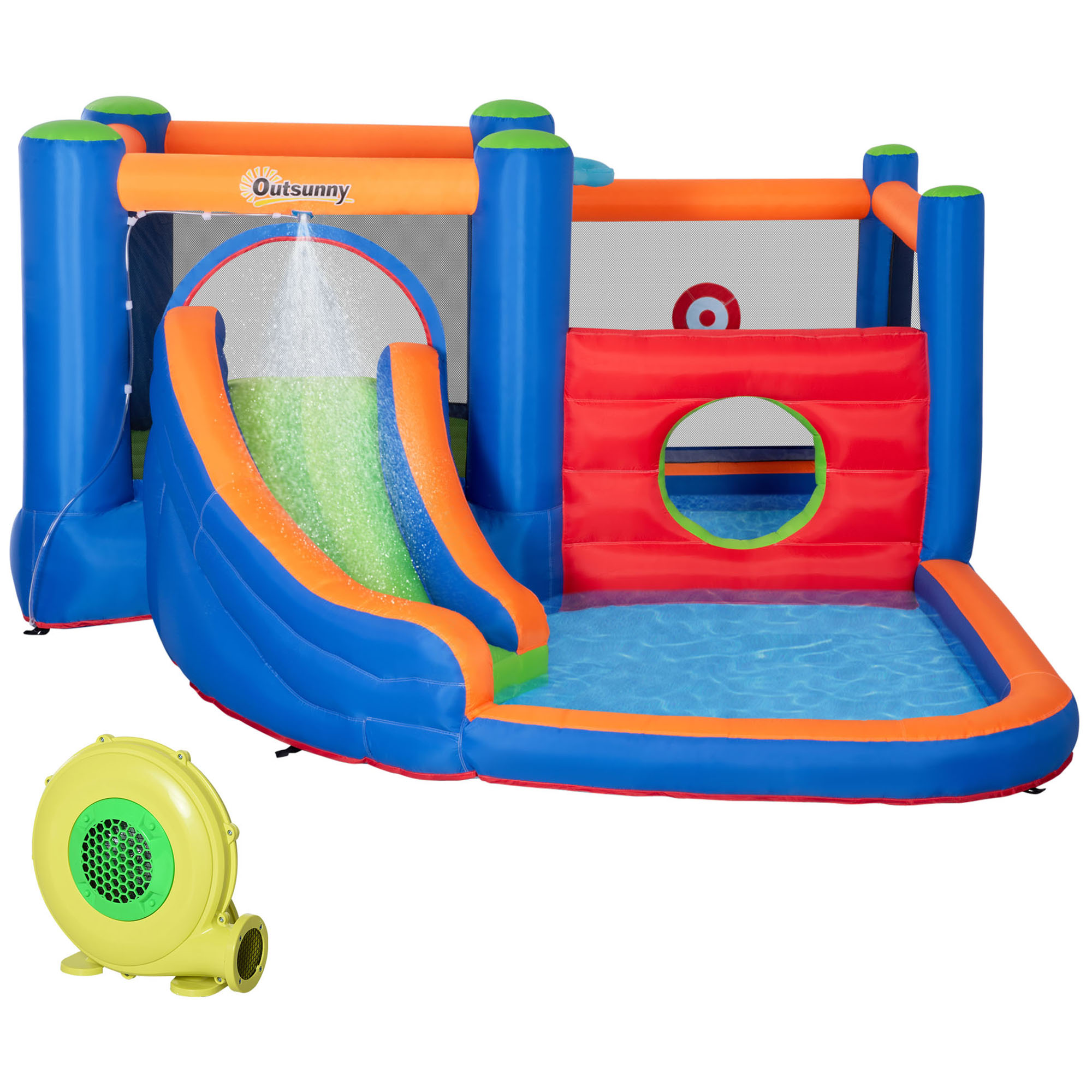 Aufblasbare Hüpfburg Für Kinder Von 3 Bis 8 Jahren Mit Rutsche, Trampolin Und Pool, 380 X 340 X 170 Cm