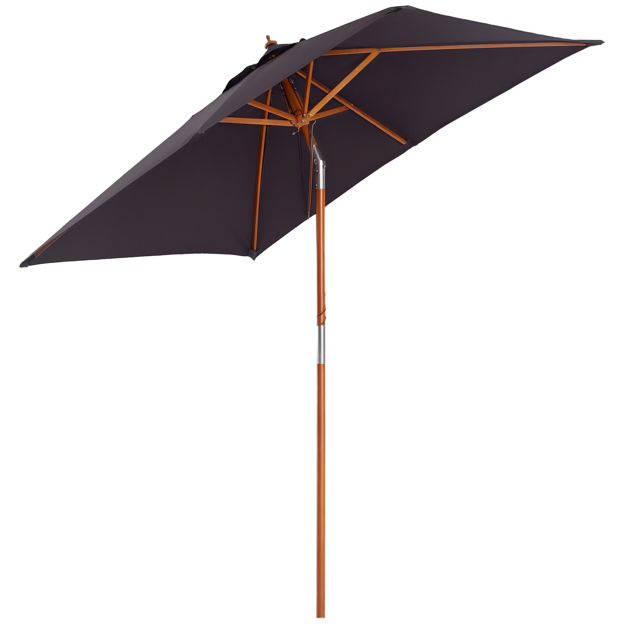 Rechteckiger Gartenschirm 200 X 150 X 235 Cm, Neigbar, Mit Uv-schutz Und Holzstange, Für Terrasse Oder Balkon, Dunkelgrau