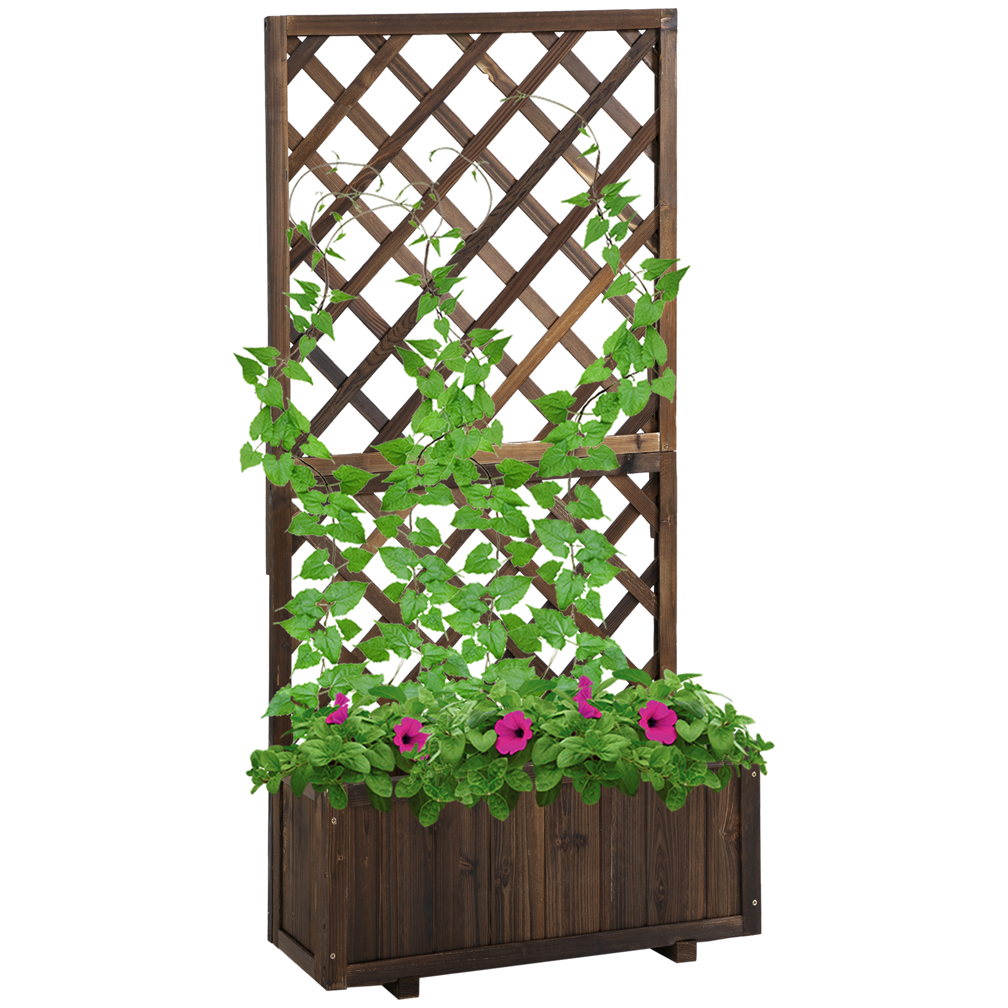 Hochbeet Mit Rankgitter Im Spalierstil, Aus Holz, 72,5 X 31,5 X 149,5 Cm, Ideal Für Garten, Balkon Oder Terrasse. Geeignet Für Kletterpflanzen Und Blumen. Farbe: Braun.