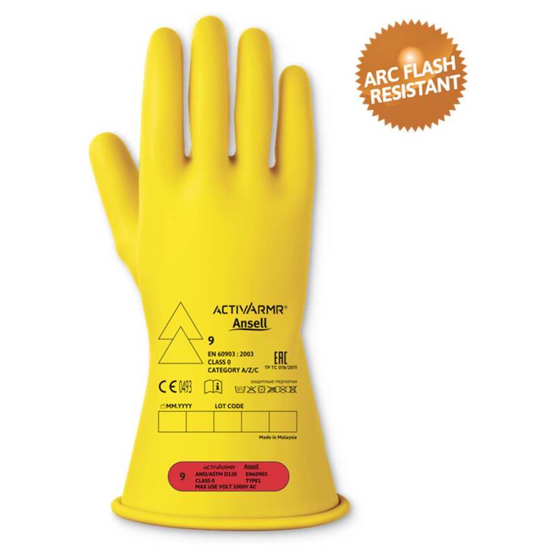 [neuwertig] B-ware Ansell Activarmr Elektrikerhandschuh Größe 8 En 21420:2020 En 60903 1 Paar Gelb