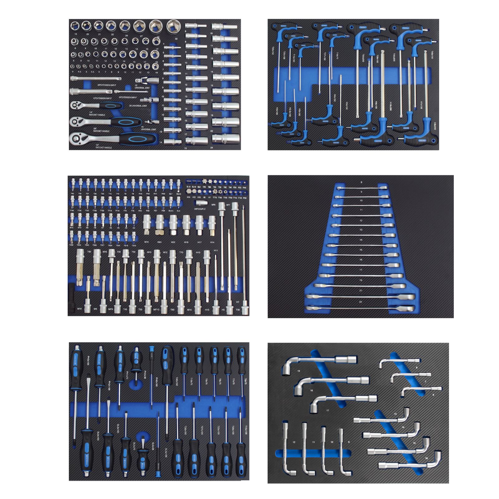 Profi Werkzeugeinlagen 520x400mm Für Werkstattwagen Chrom Vanadium Stahl Werkzeugset 248 Tlg. Blau