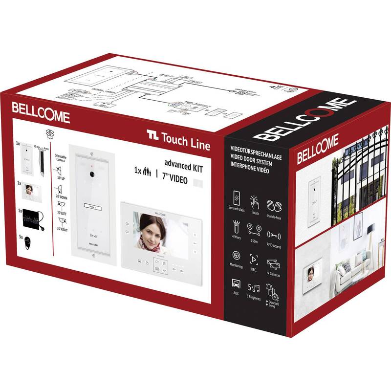 [gebraucht] B-ware Bellcome 7" Video-türsprechanlage Kabelgebunden Komplett-set 8teilig Weiß