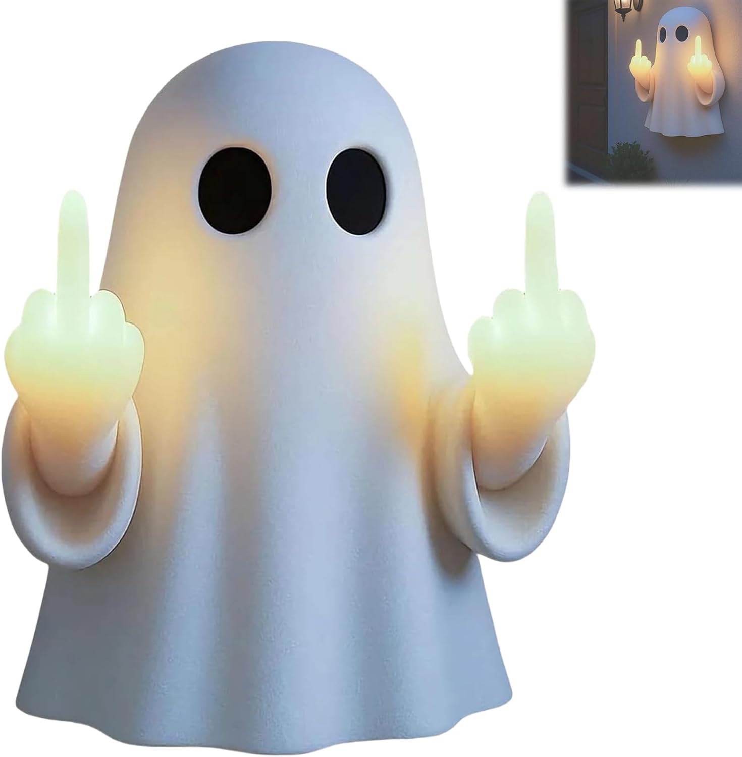 Led-geisterlampe Mit Mittelfinger-motiv, Halloween-geisterfigur Mit Mittelfinger-motiv, Lustige Led-lampe, Wanddekoration Fürs Schlafzimmer, Partydekoration