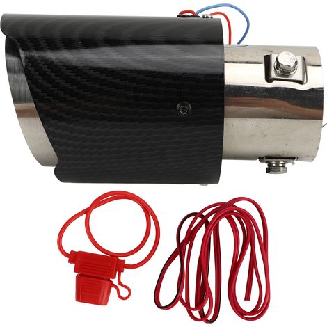 Embout De Pot D'Échappement Avec Lumière Led Bleue, En Acier Inoxydable, Style Fibre De Carbone, Modification De Tuyau D'Échappement De Voiture