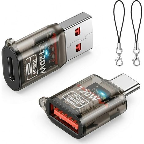 2-port Usb-c Auf Typ-a Und Usb-a Auf Usb-c Otg 120w Usb 3.2 Gen2 10gbps Schnellladefunktion Mit Handschlaufe Für Schnelles Laden, Kopfhöreranschluss Und 3-in-1-datenübertragung