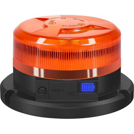 Antom Led-rundumleuchte Für Fahrzeuge, Batteriebetrieben Mit Batteriestandsanzeige, 9 Blinkmuster, Gelbe Magnetische Warnleuchte Für Pkw, Traktoren Und Suvs