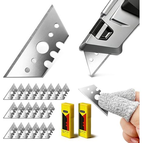 Trapezschneider-schneider, 52 Mm – Packung Mit 20 Universal-trapezschneidern Zum Auswechseln Von Kunsthandwerk, Ideal Für Tapis-decoupes, Kartons Und Verschiedene Materialien Mit 2 Stück Widerstands-