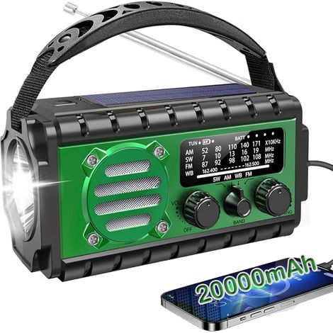 20000mah Überlebens-dynamo-radio, Sw/am/fm Überlebens-dynamo-taschenlampe, Akku Mit Hoher Kapazität, Tragbares Handy-ladegerät, Sos, Taschenlampe, Handkurbelradio, Ideal Für Notfälle/