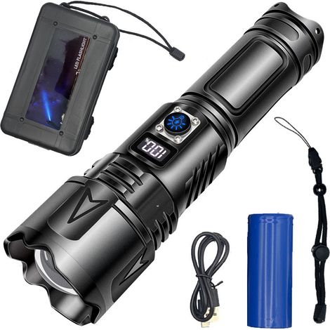 Extrem Helle Led-taschenlampe Mit 100.000 Lumen – Usb-c-wiederaufladbar, 5000 Mah Akku, Ip65 Wasserdicht – 5 Zoommodi Für Camping, Notfälle Und Outdoor-aktivitäten