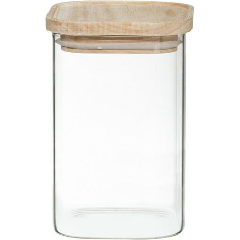 Set Aus 4 Vorratsgläsern Aus Glas Und Holz Mit Luftdichten, Stapelbaren Deckeln, Atmosphärisch