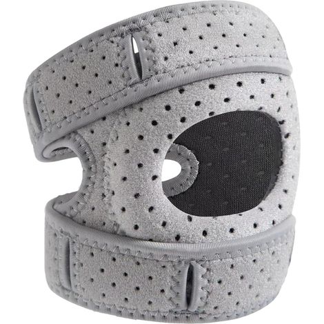 Graue Unisex-kniebandage Mit Seitlichen Stabilisatoren Und Gelpolster – Verstellbare Unterstützung Für Die Genesung Nach Verletzungen, Bei Arthritis, Beim Laufen, Training, Sport Und Für Patienten