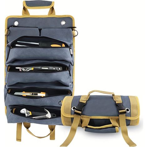 Multifunktionale Werkzeugtasche Zum Aufrollen (1-teilig) Für Garten-, Elektro-, Holzbearbeitungs- Und Kfz-werkzeuge – Grau
