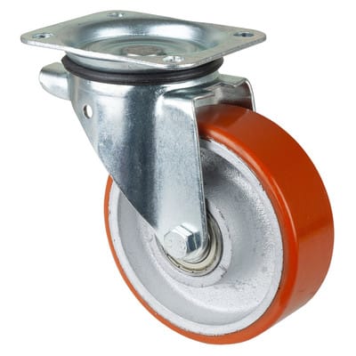 BS Rollen Lenkrolle N100.C10, mit Platte, Durchmesser 150, B 40mm 450kg, Guss-Polyurethan